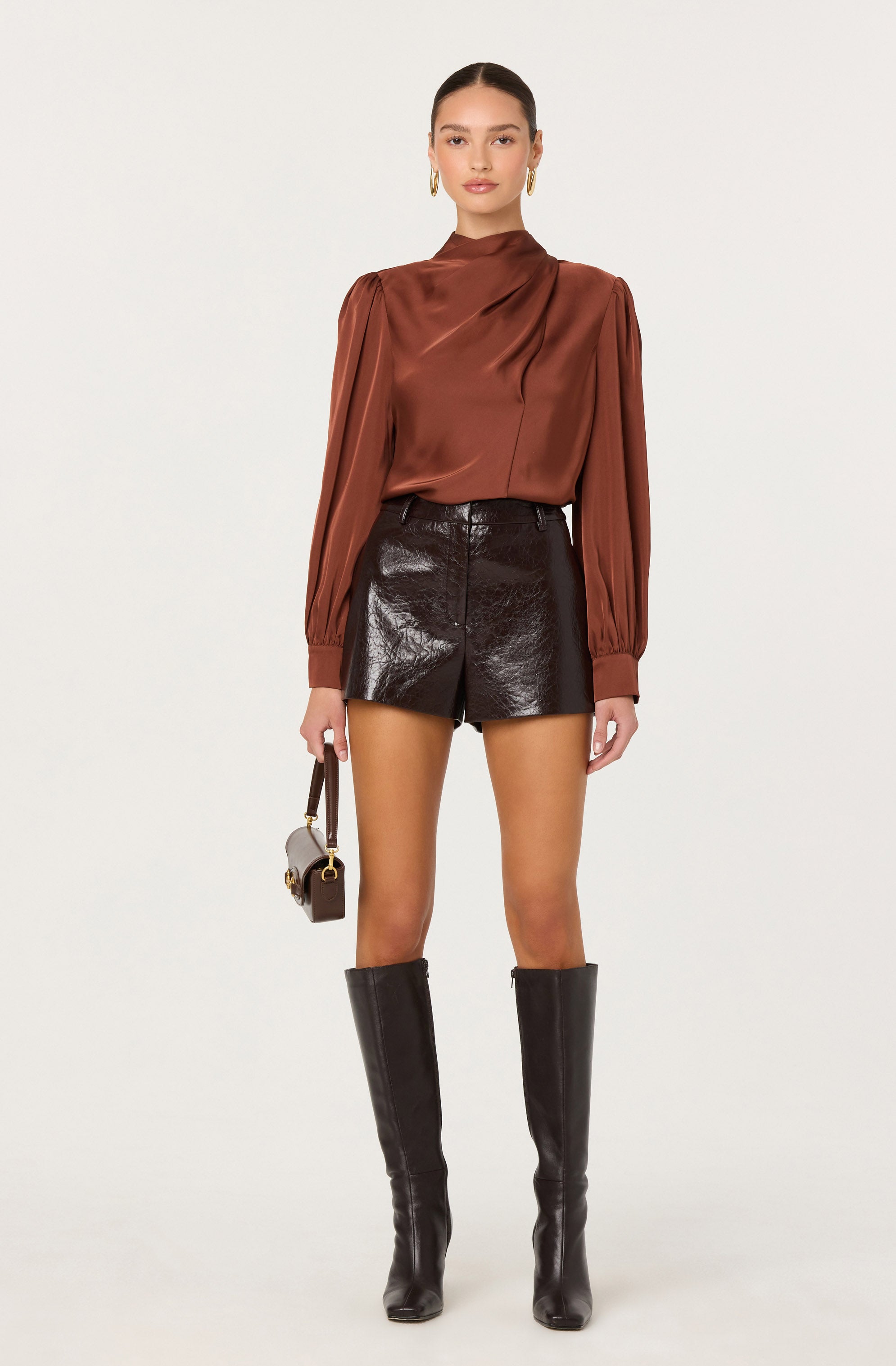 Ivonne High-Neck Satin Top