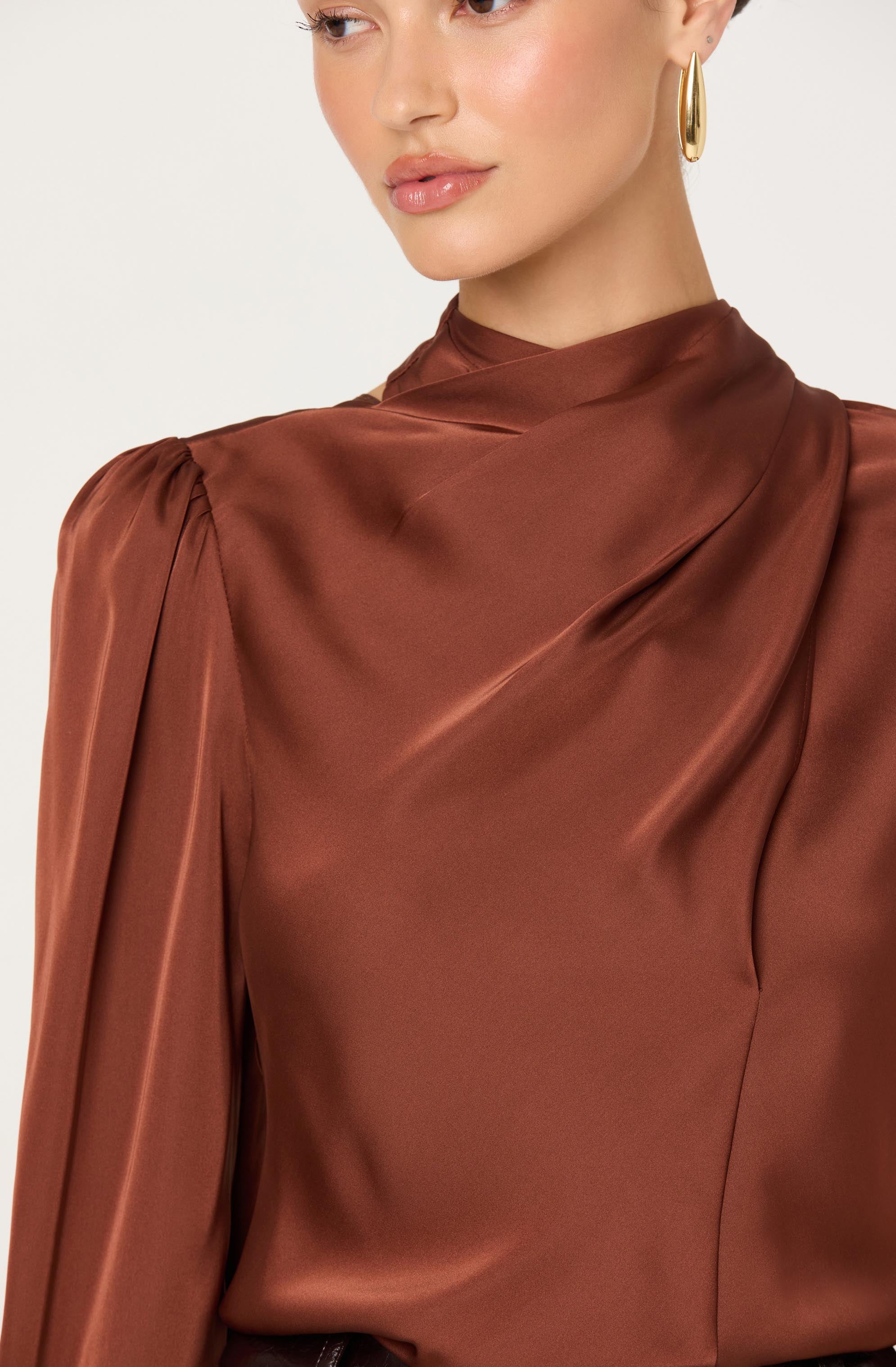 Ivonne High-Neck Satin Top