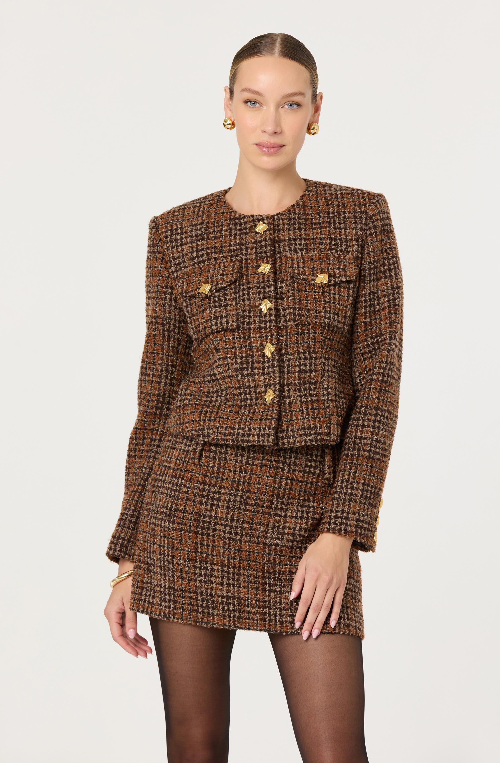Kyleigh Plaid Tweed Jacket