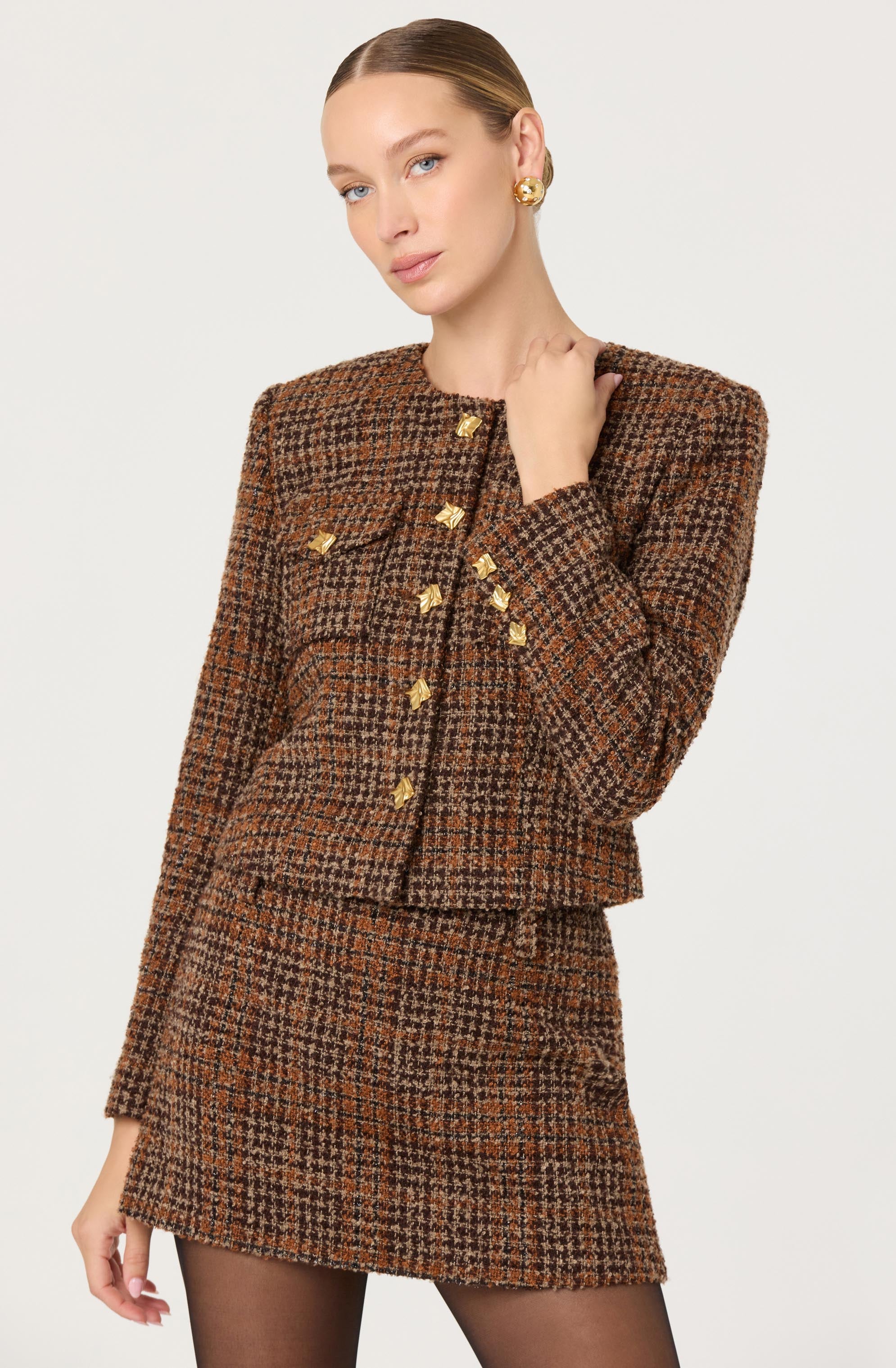 Kyleigh Plaid Tweed Jacket