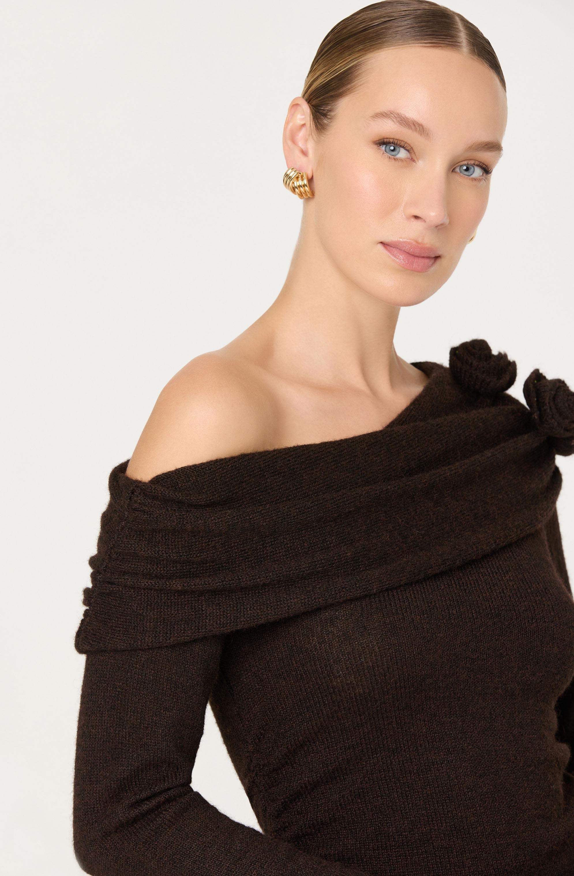 Fenia Off Shoulder Rosette Detail Sweater