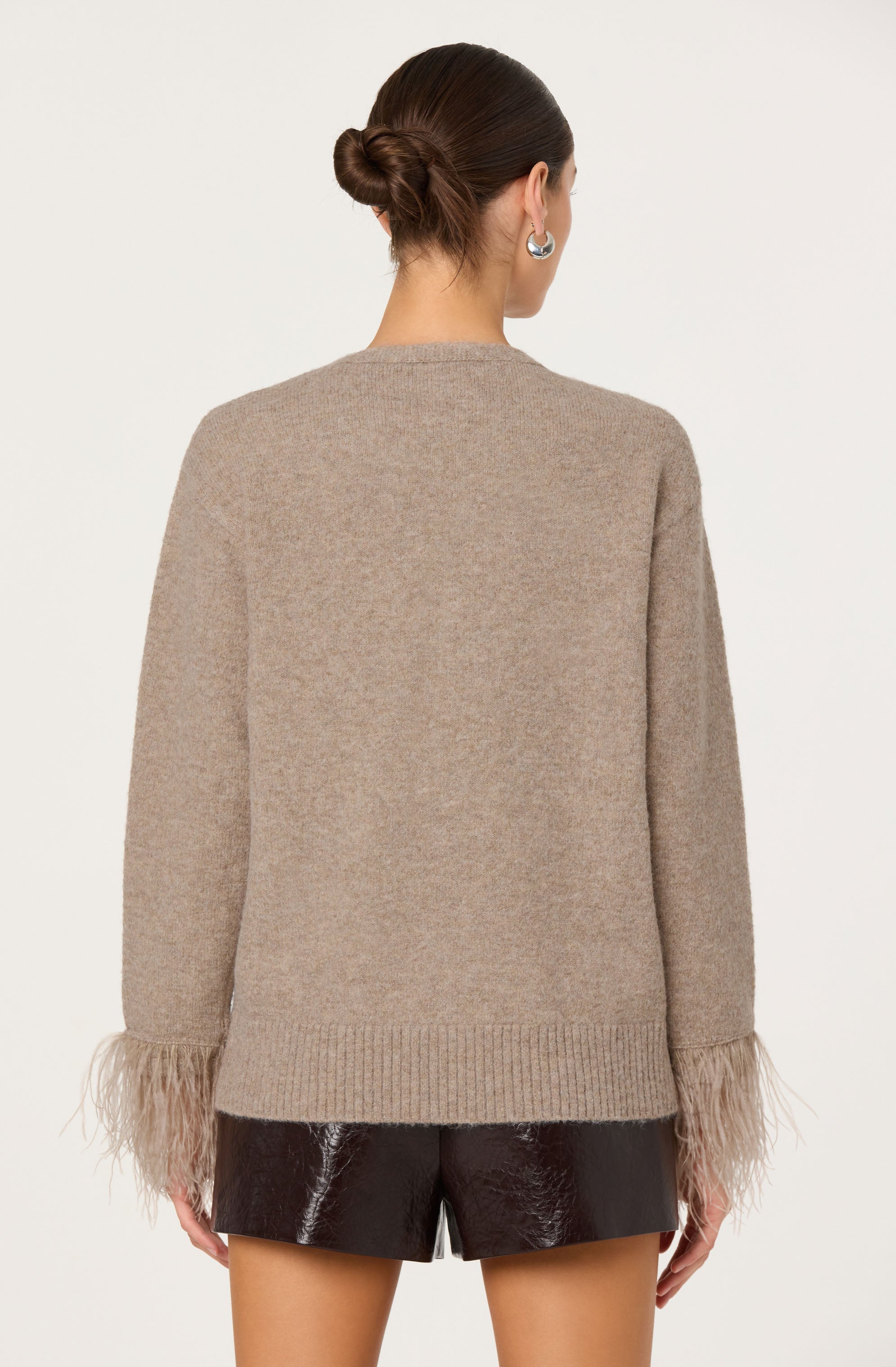 Grie Embellished Feather Trim Cardigan