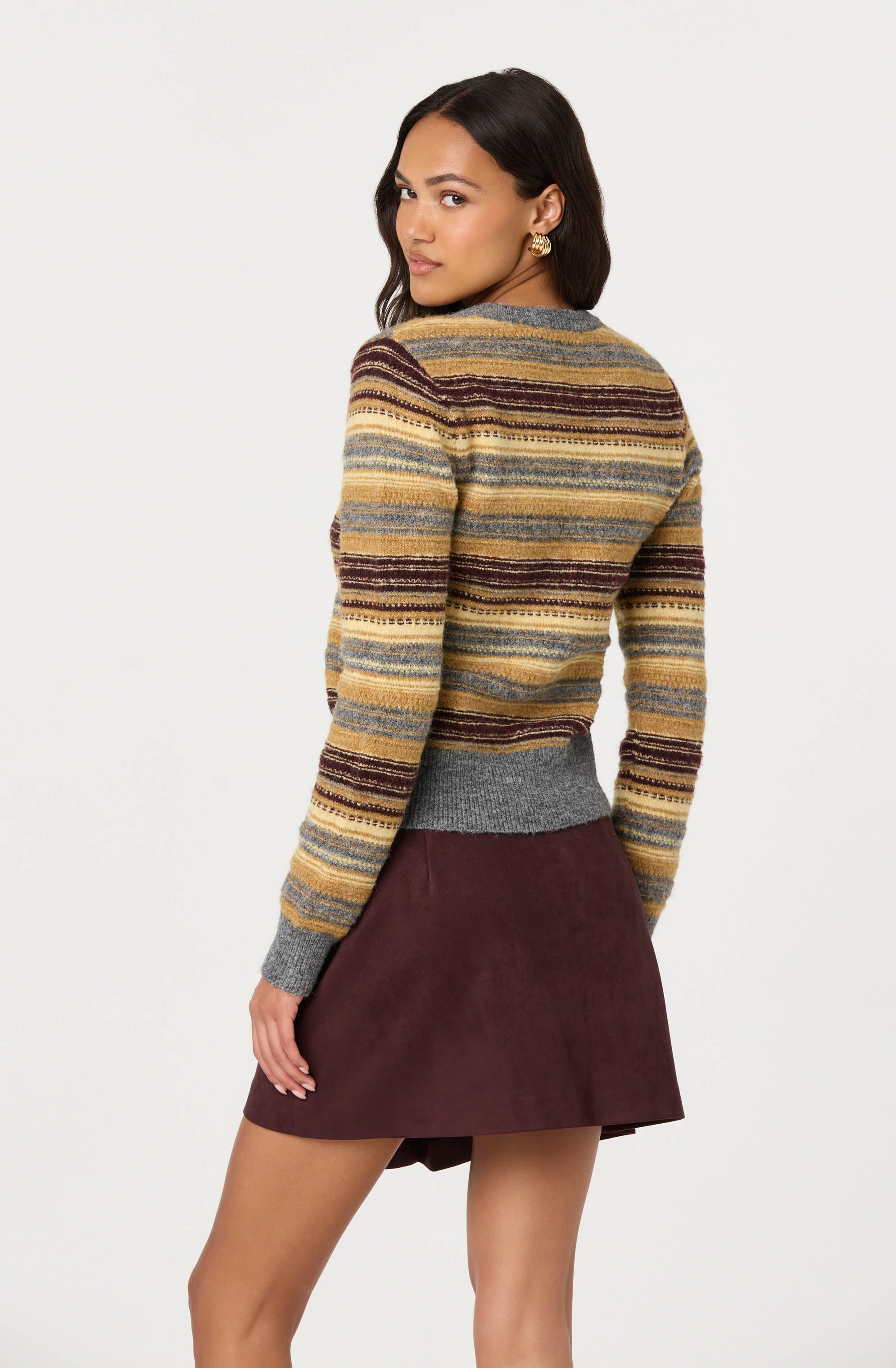 August Striped V-neck Cardigan