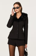 Stefani Faux Fur Trim Jacket
