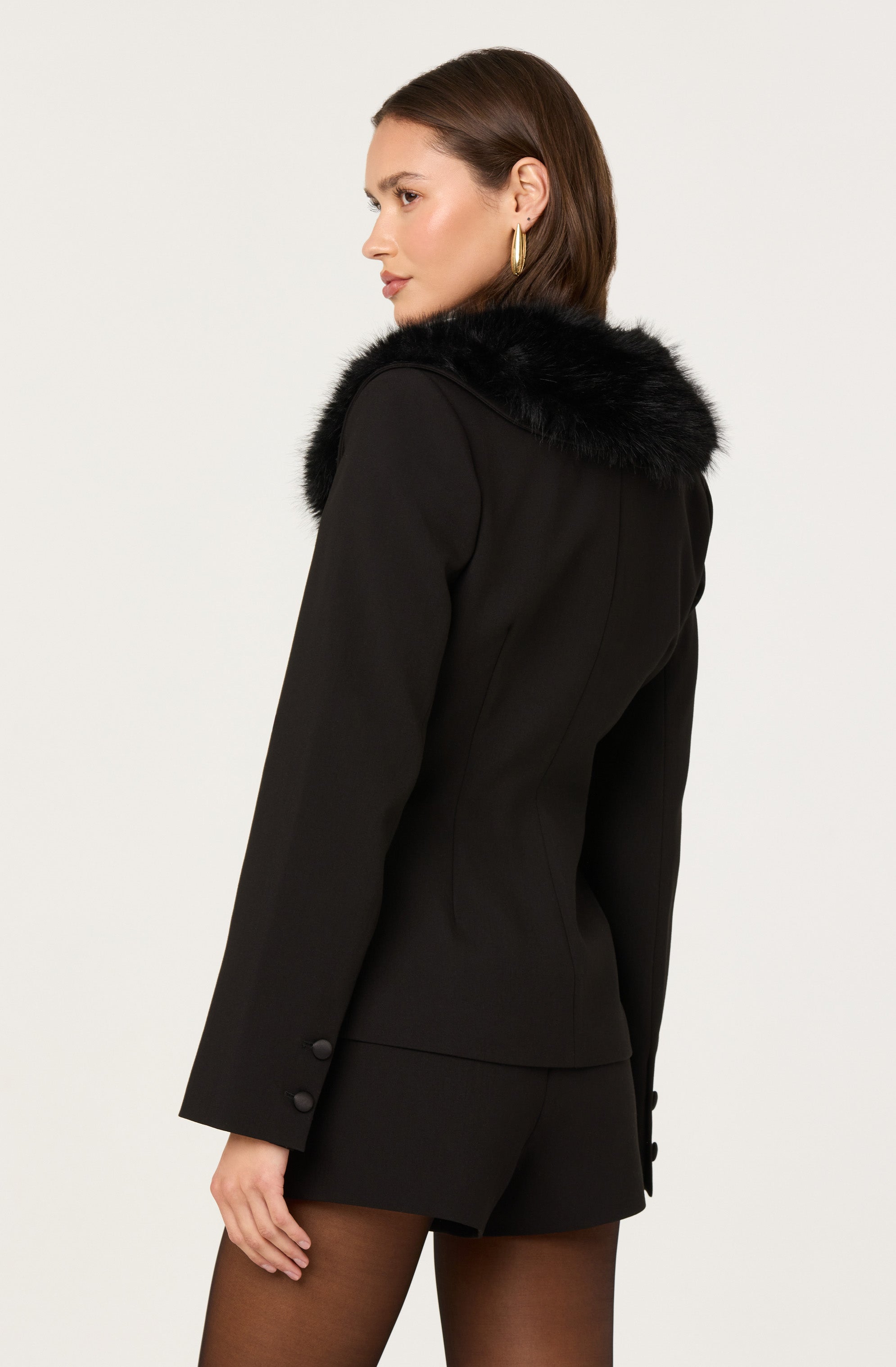Stefani Faux Fur Trim Jacket