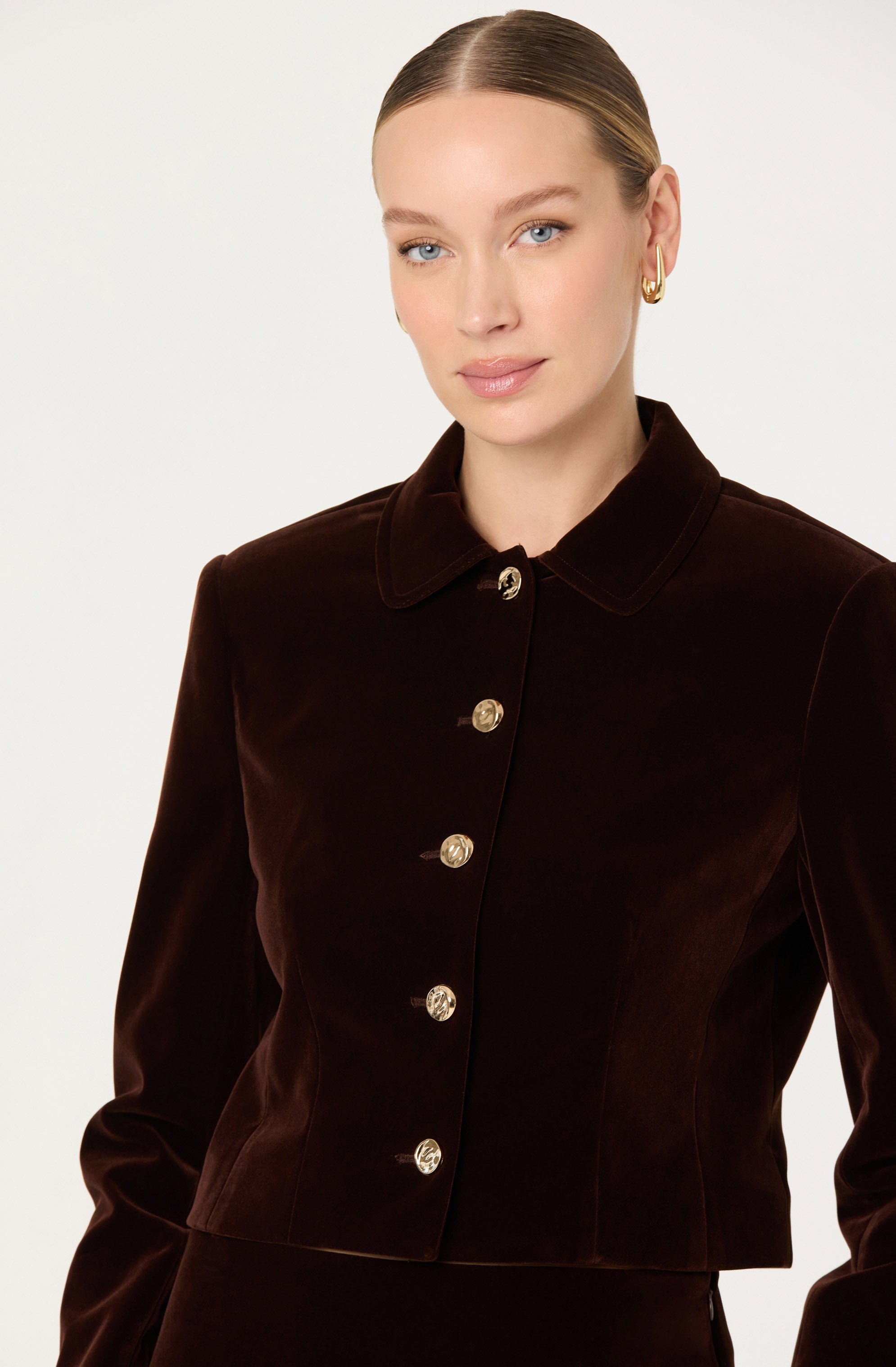 Vox Velvet Button Front Jacket