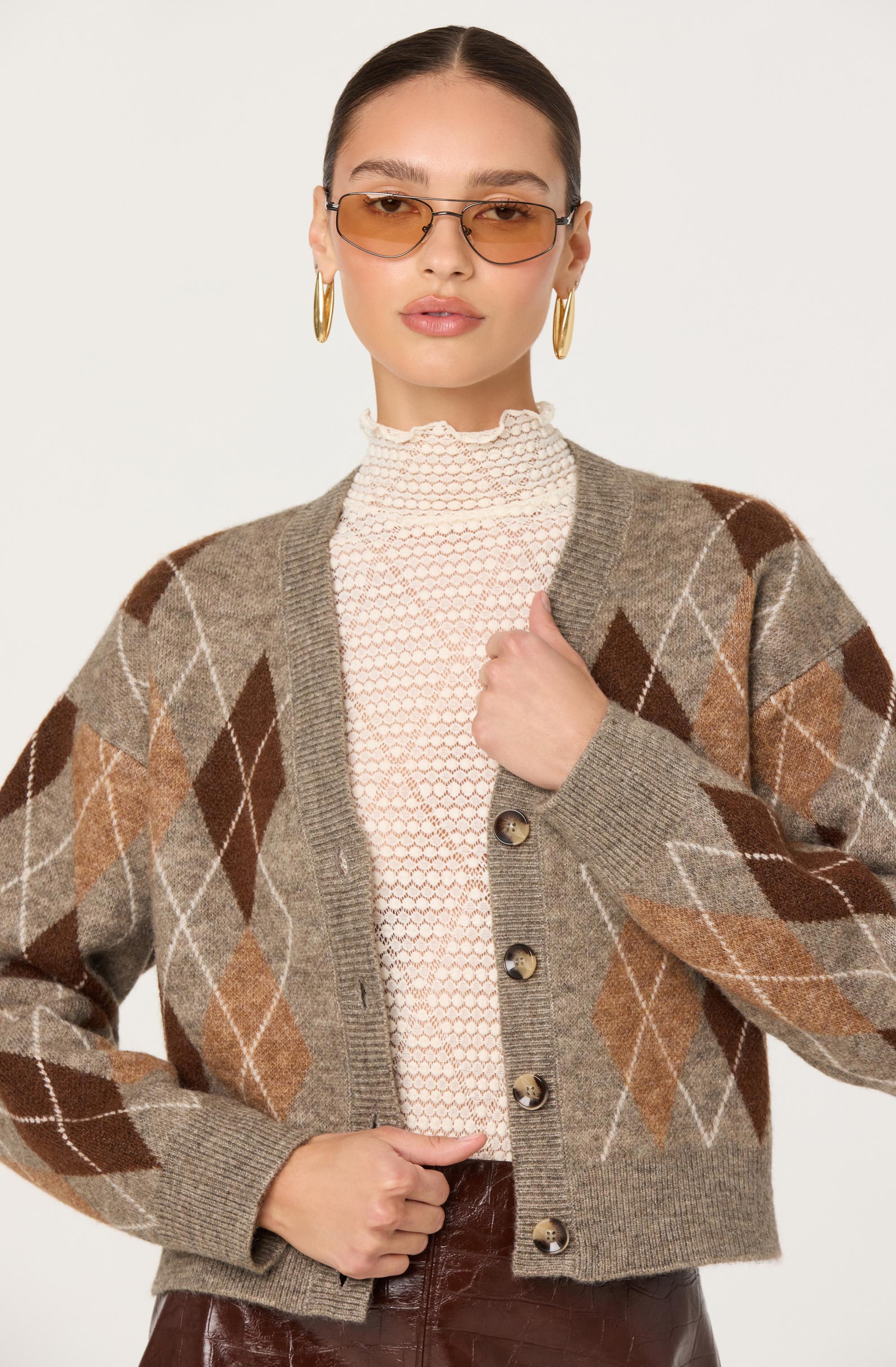 Ashtyn V-neck Argyle Cardigan