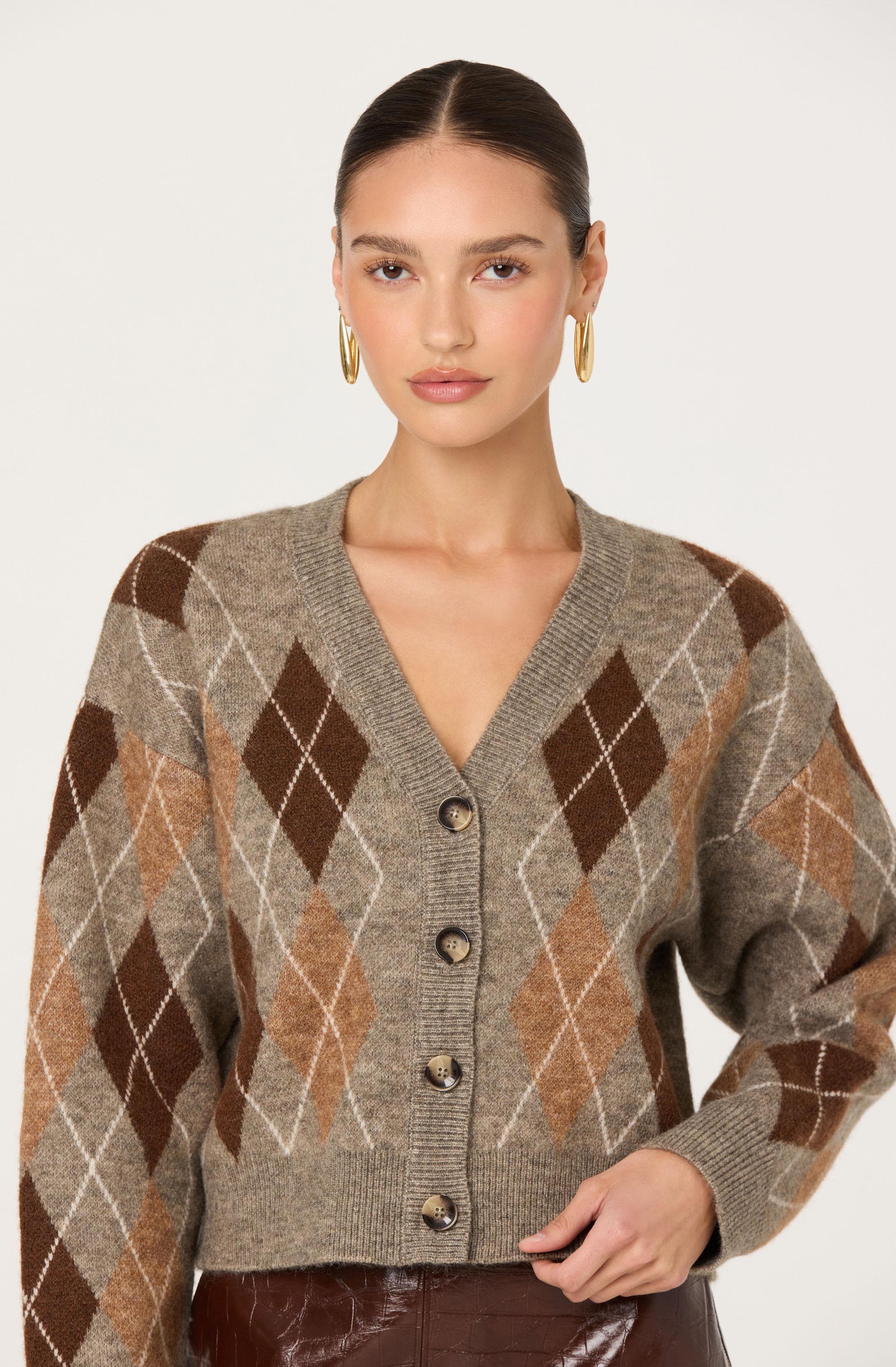 Ashtyn V-neck Argyle Cardigan