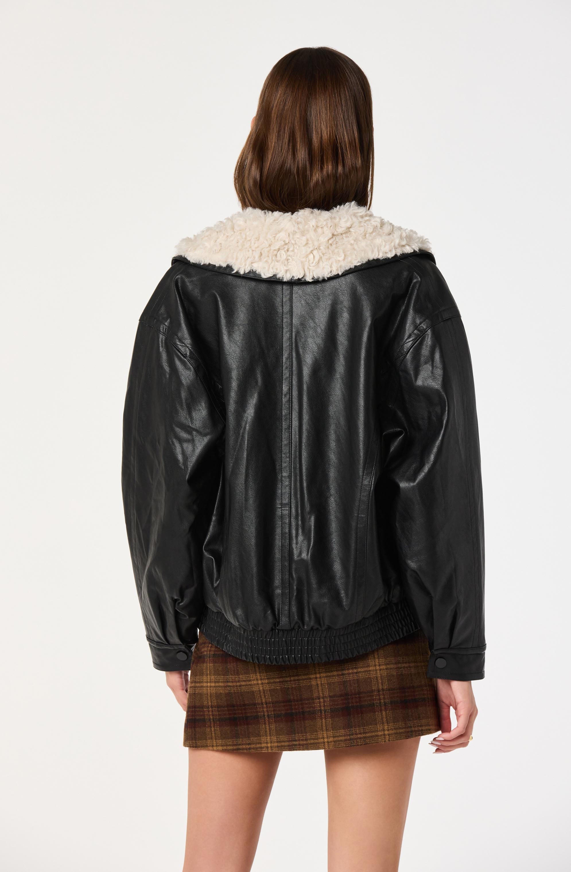 Jonyssa Faux Leather Bomber Jacket