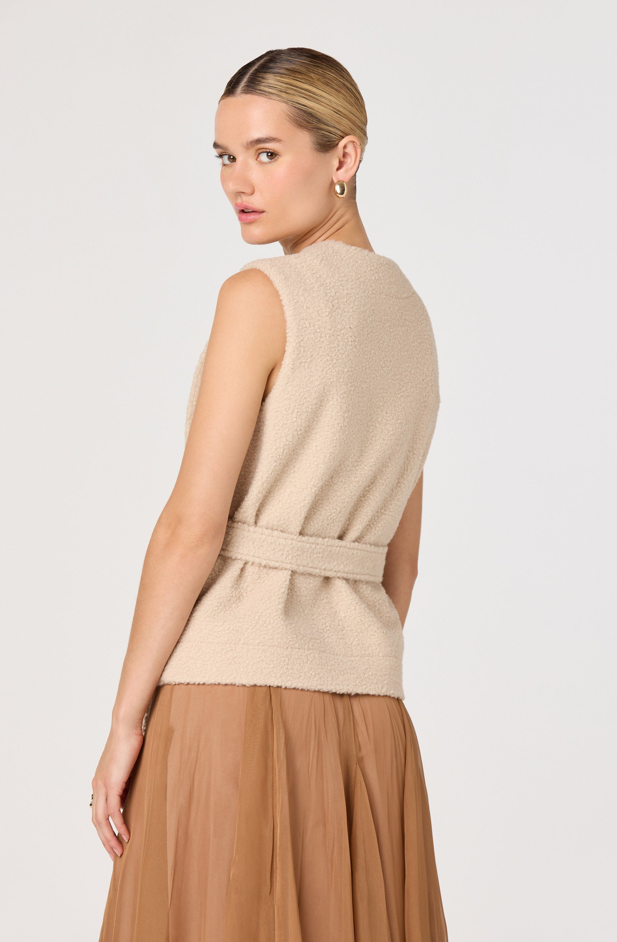 Darrien Belted Asymmetric Teddy Vest