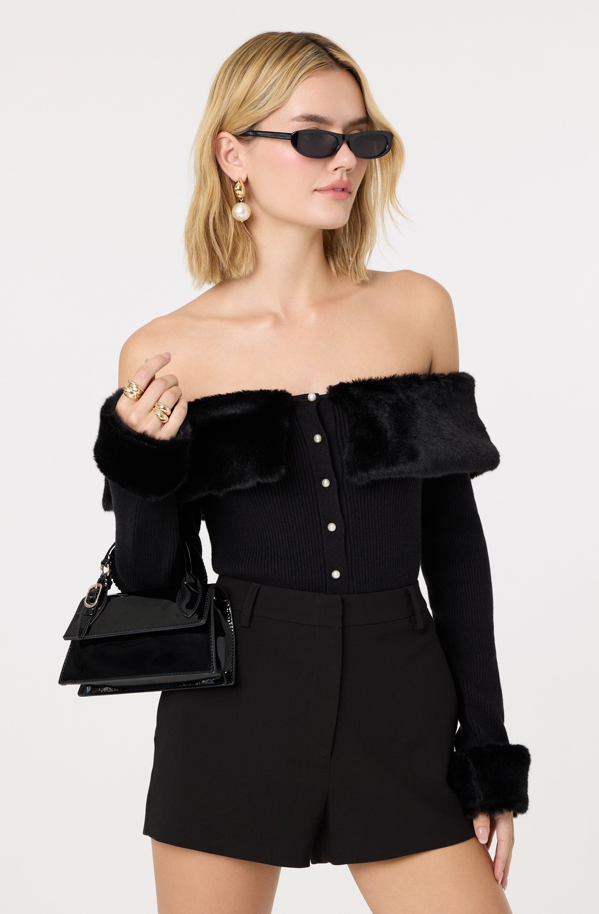 Tabathia Faux Fur Trim Sweater