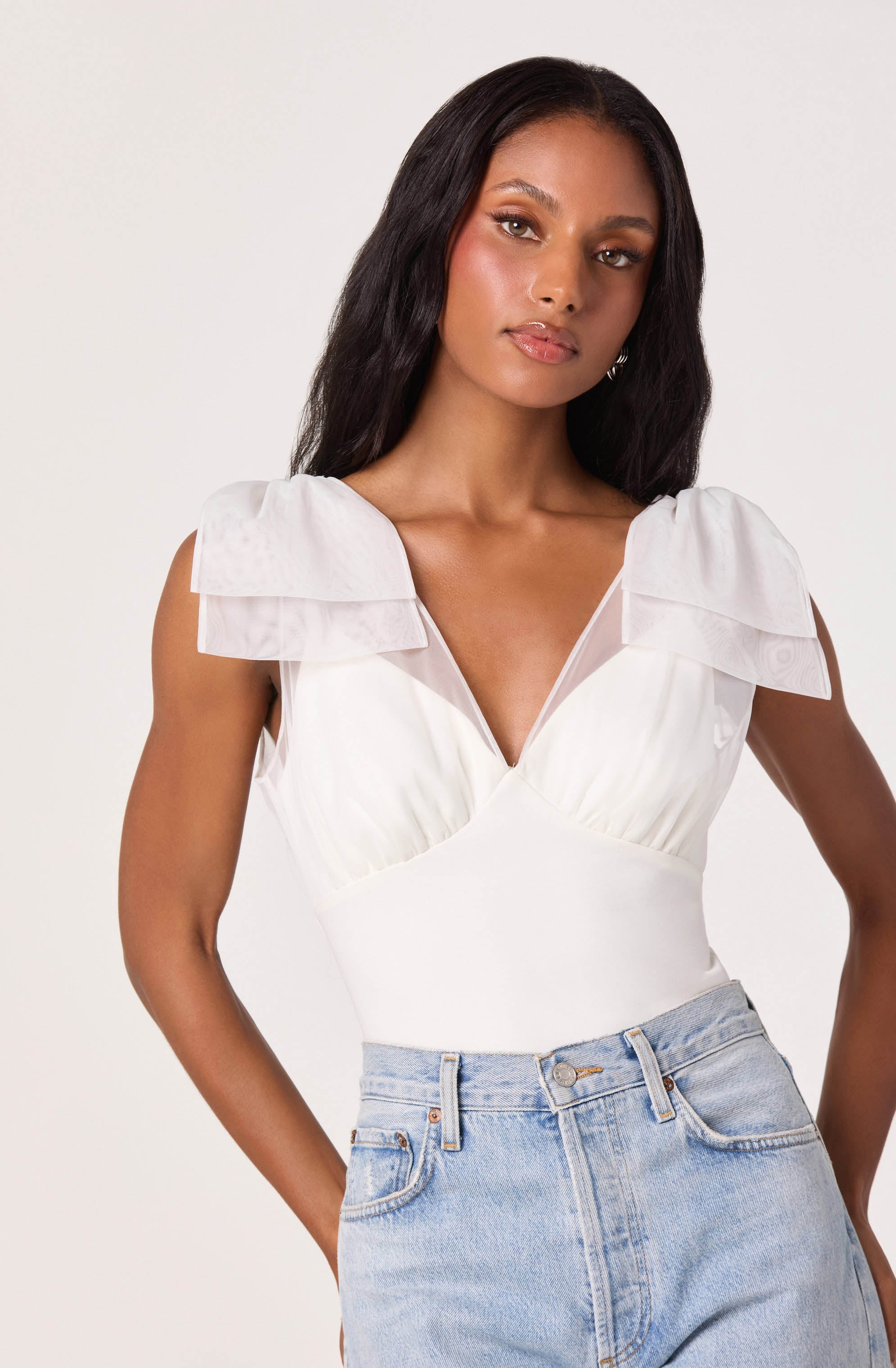 Maelie Bow Shoulder Bodysuit