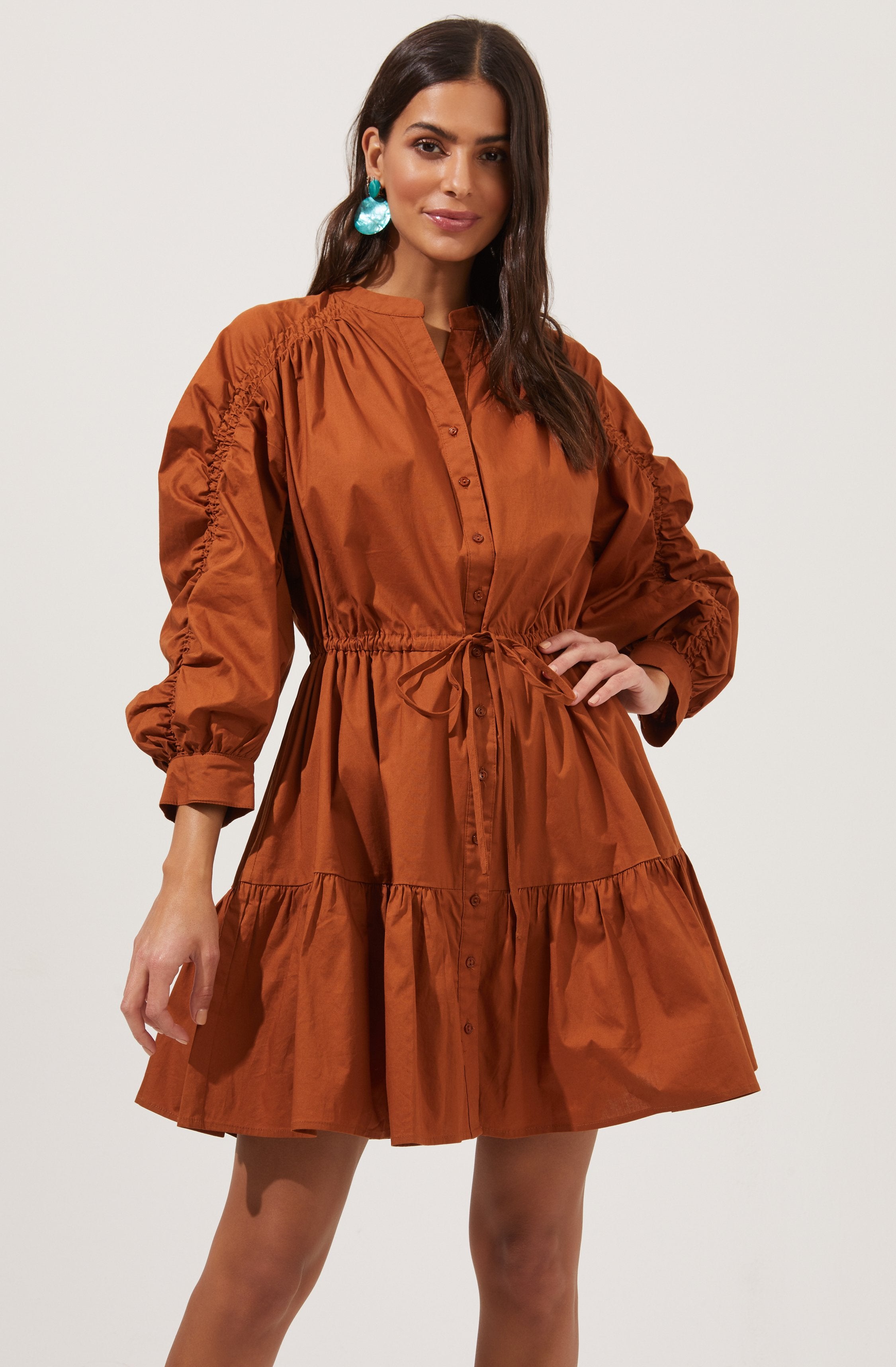 Ruched Long Sleeve Dress