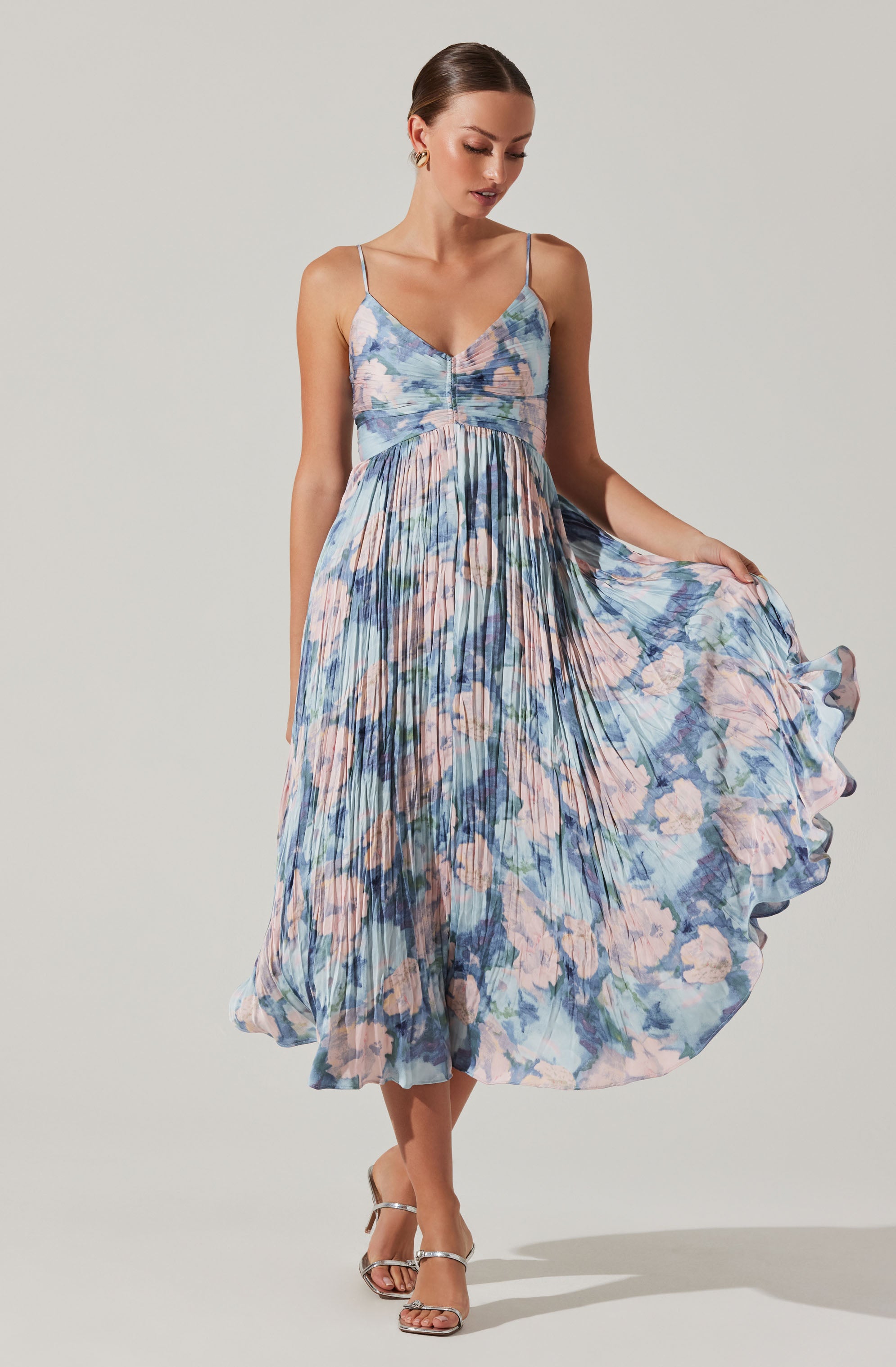 Maeve Printed Pleated Midi Dress
