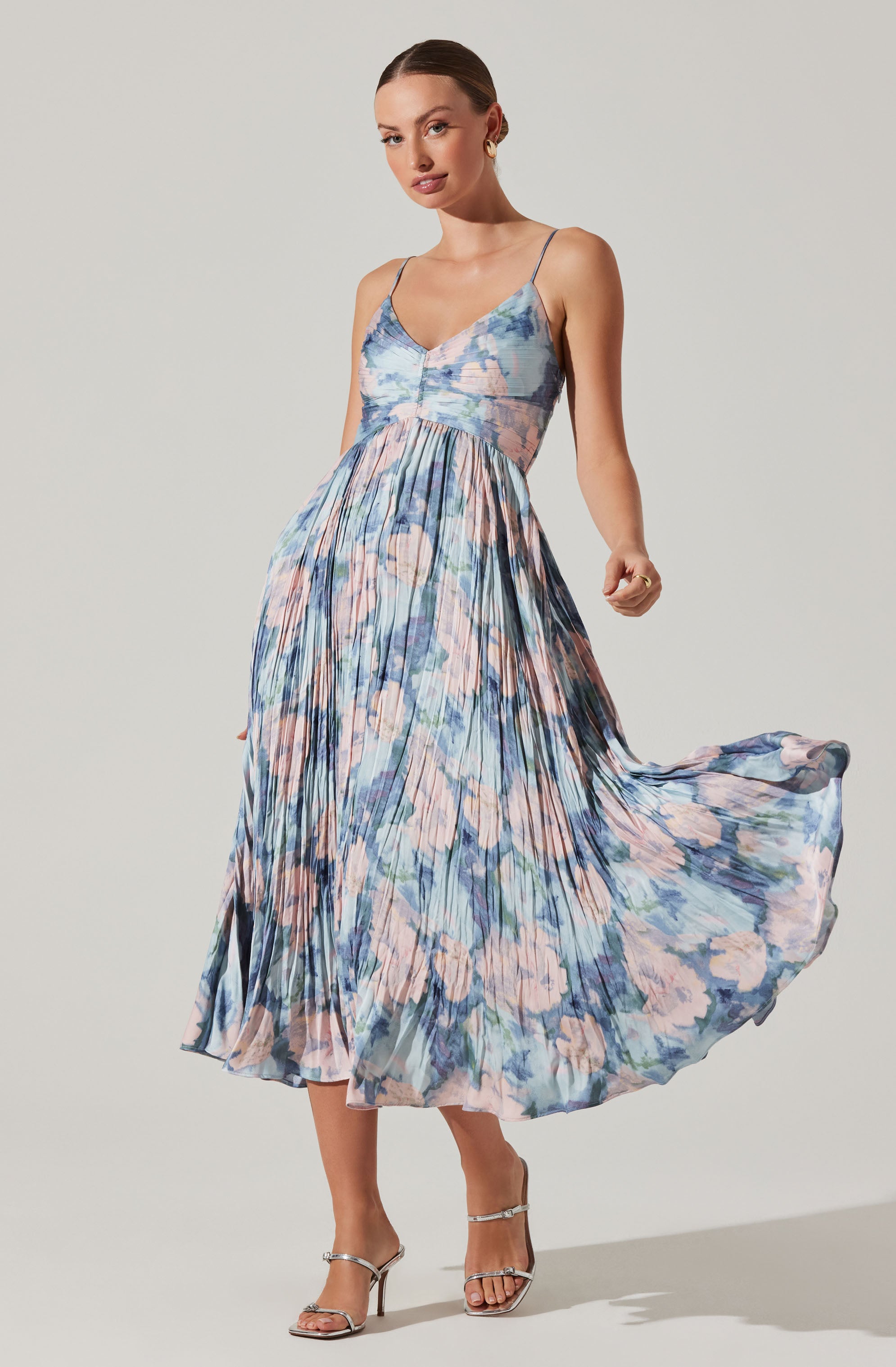 Maeve Printed Pleated Midi Dress