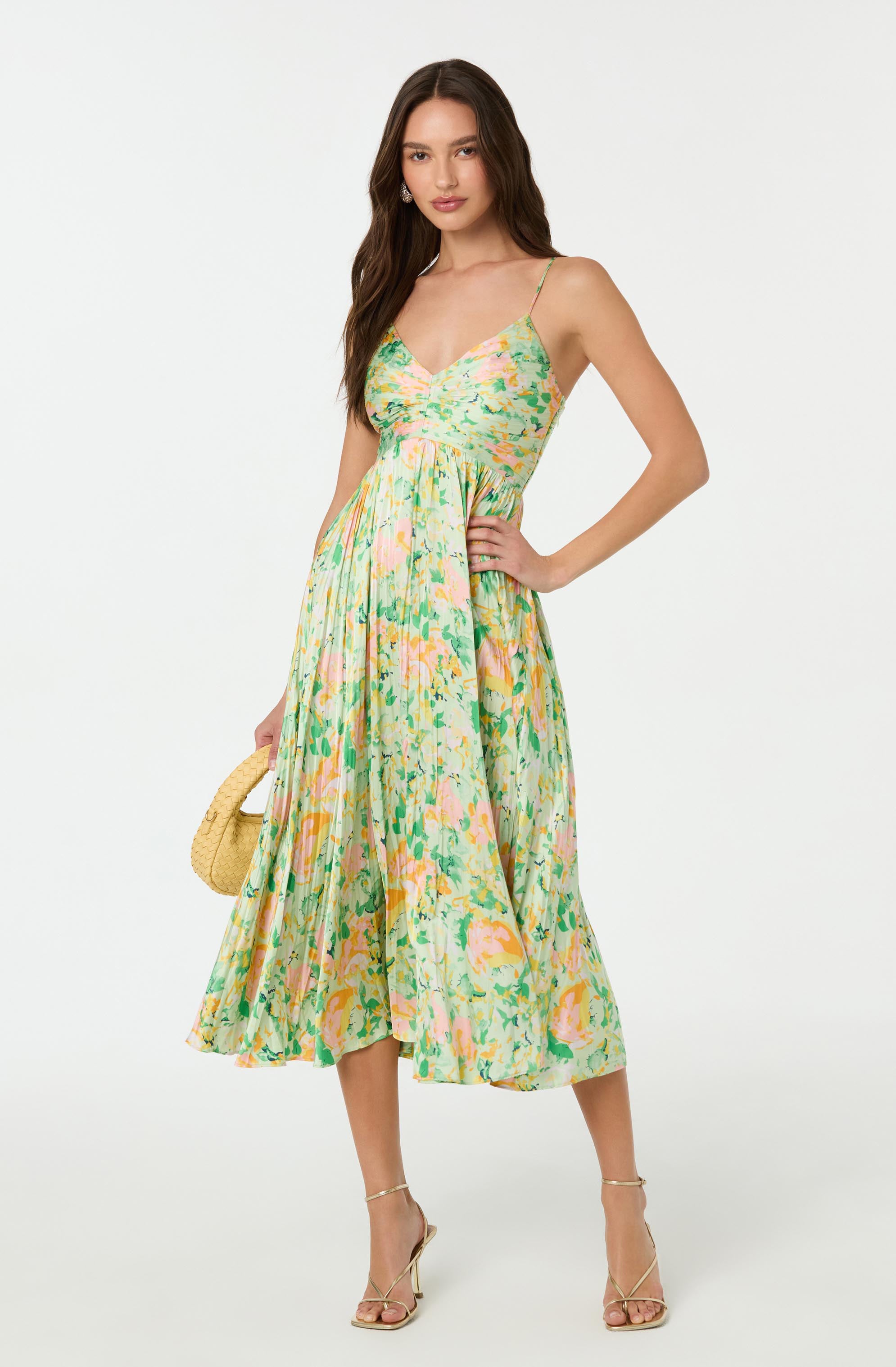 Maeve Printed Pleated Midi Dress