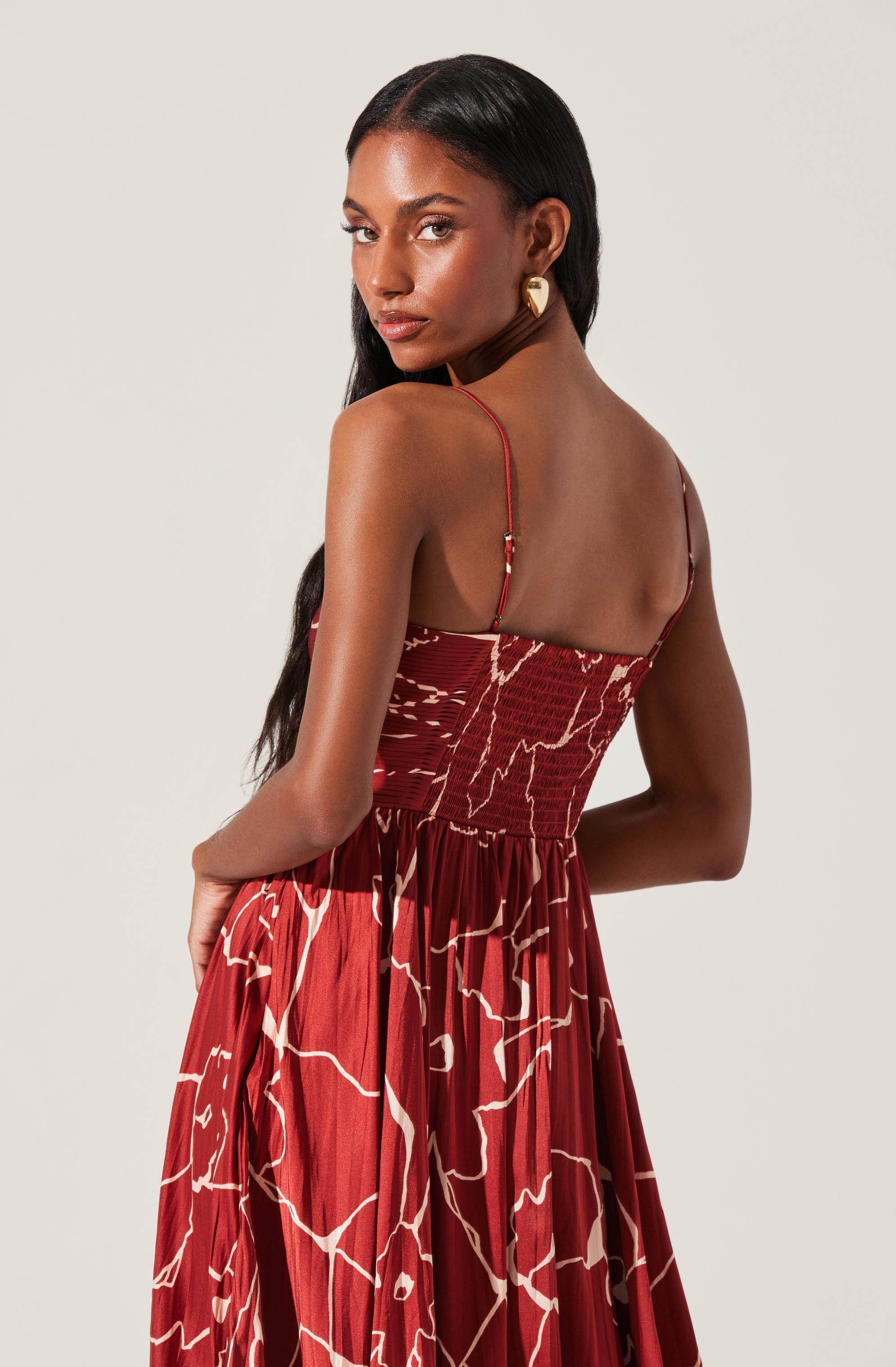 Maeve Printed Pleated Midi Dress