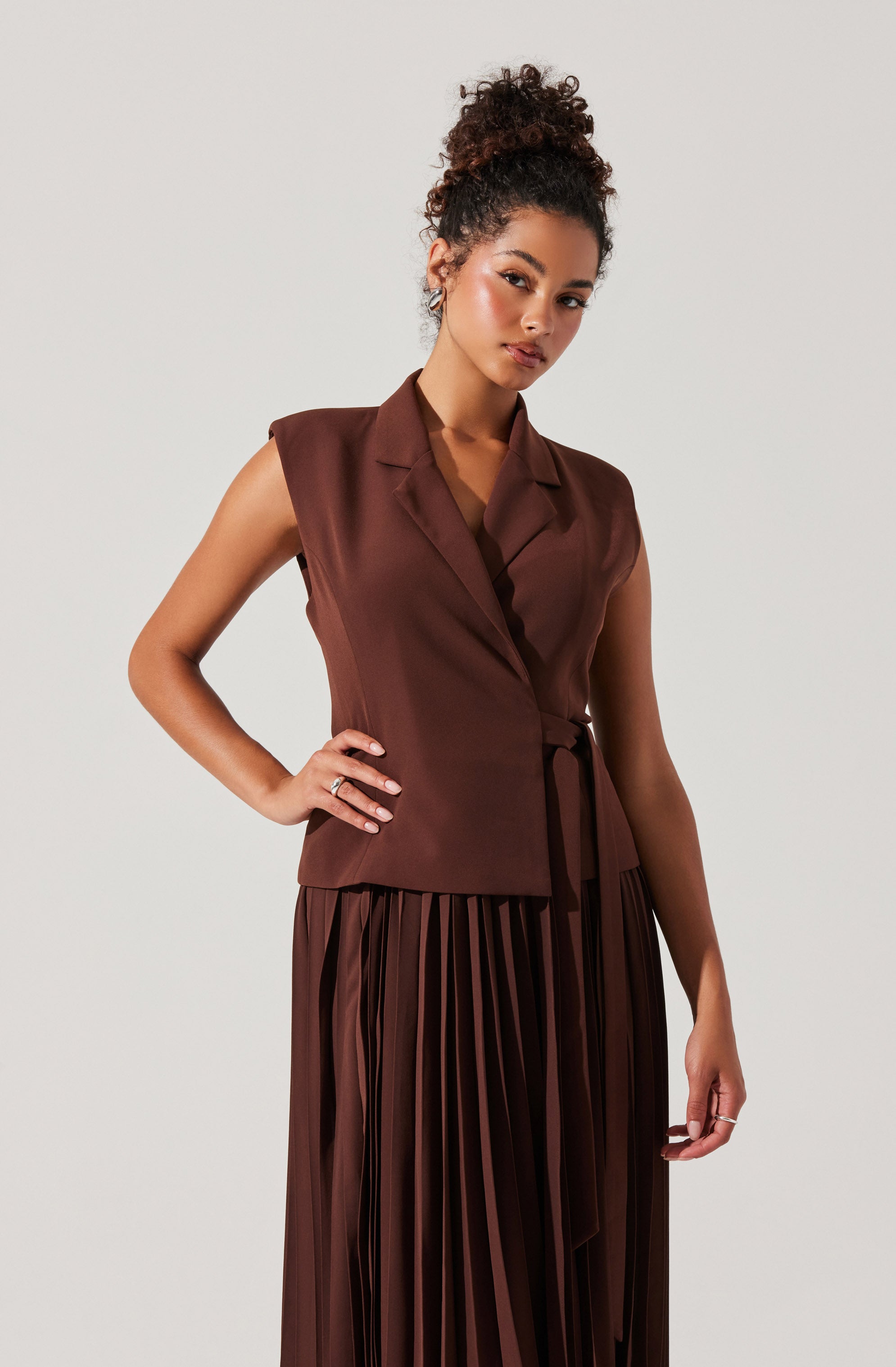 Mixed Media Vest Wrap Dress