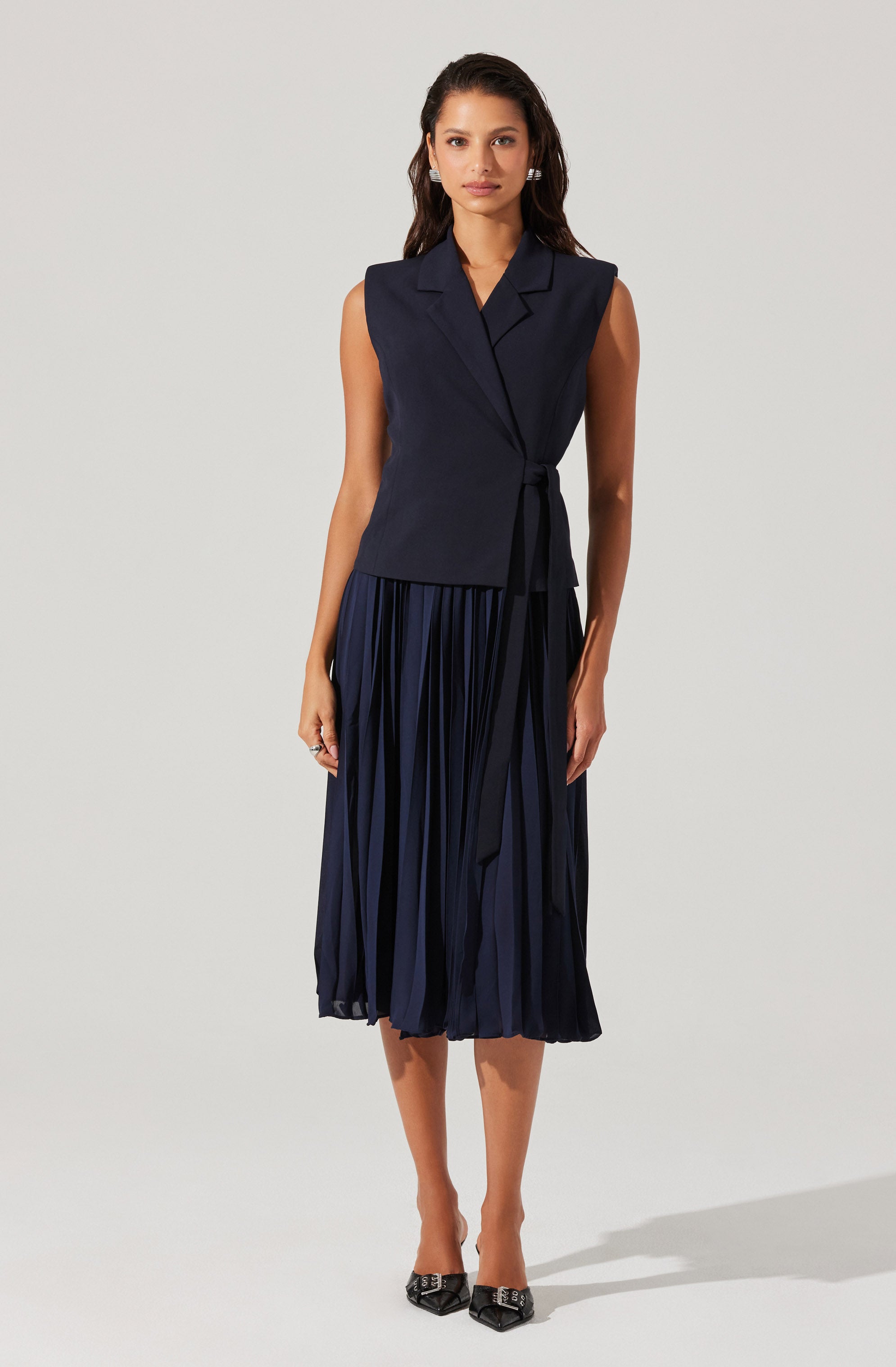 Mixed Media Vest Wrap Dress