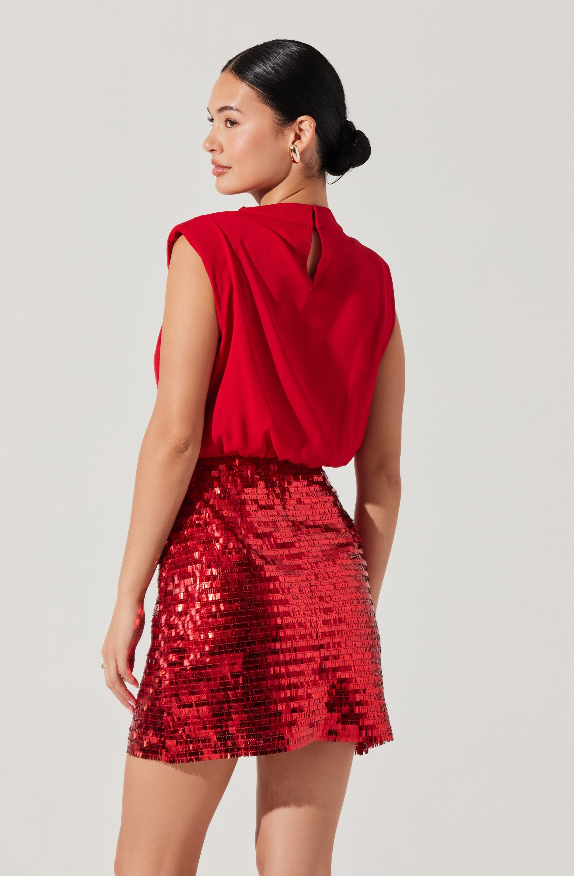 Sequin Mixed Media Mini Dress