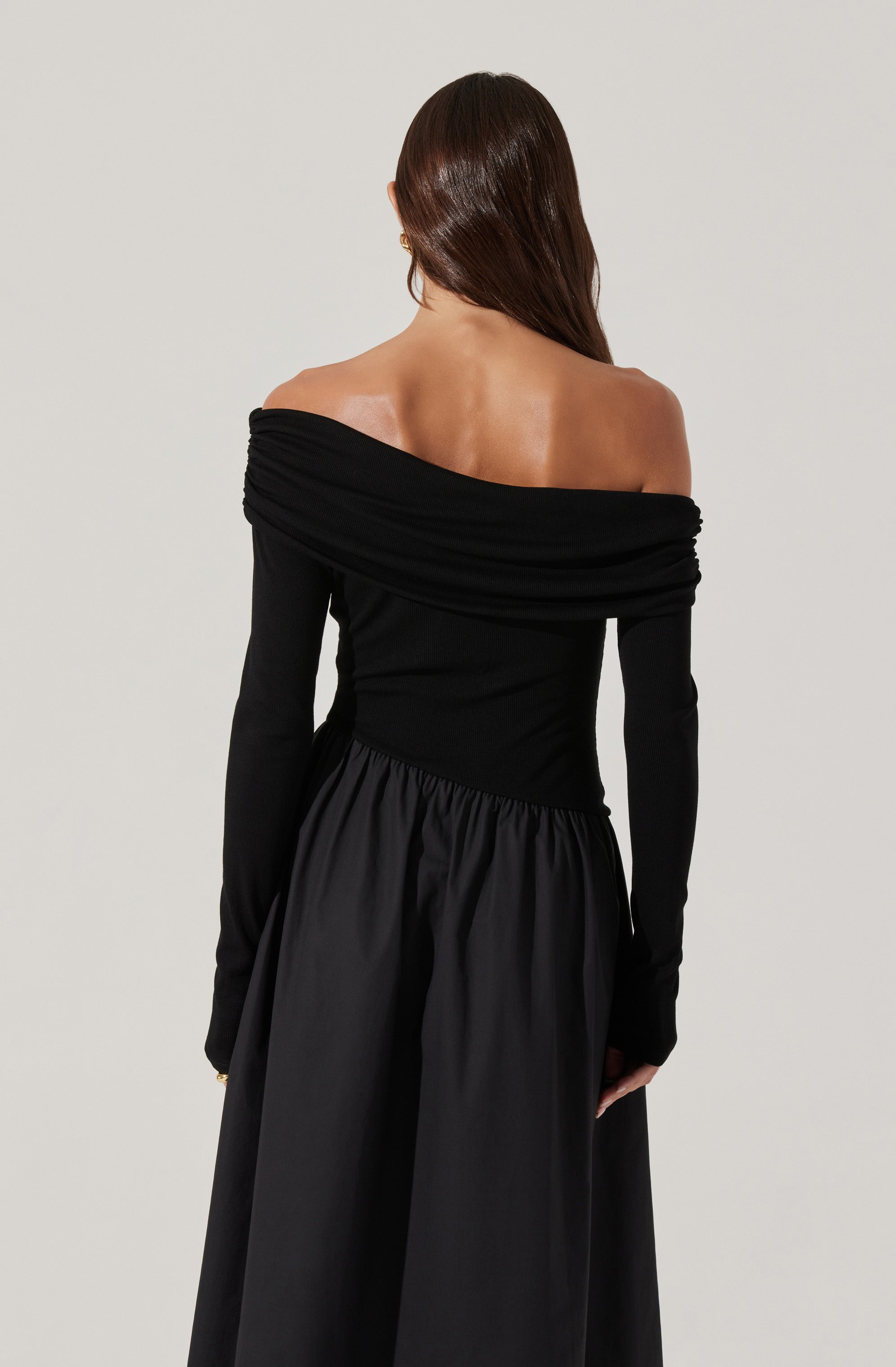 Mixed Media Off Shoulder Dress