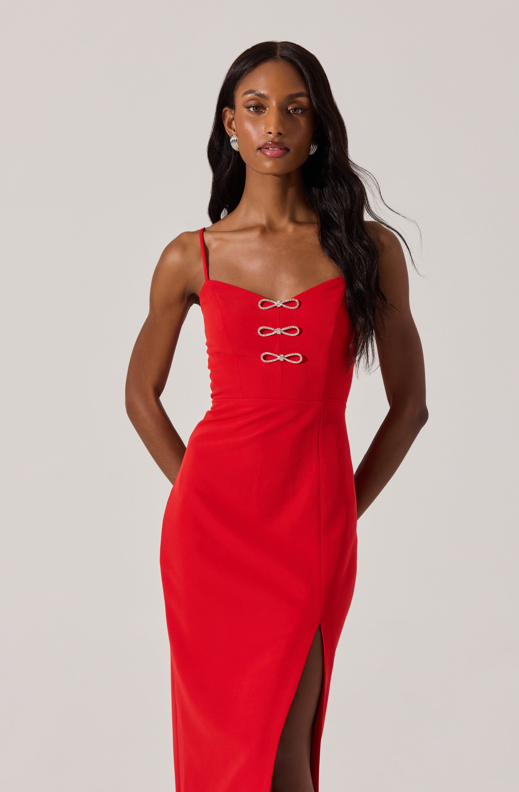 Embellished Bow Detail Midi Dress