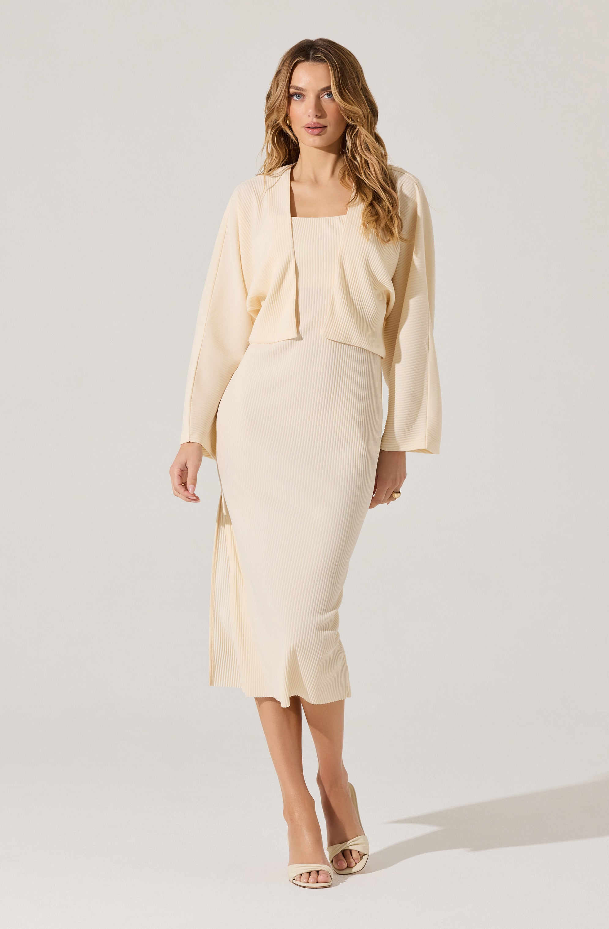 Ribbed Midi Dress & Shrug Set