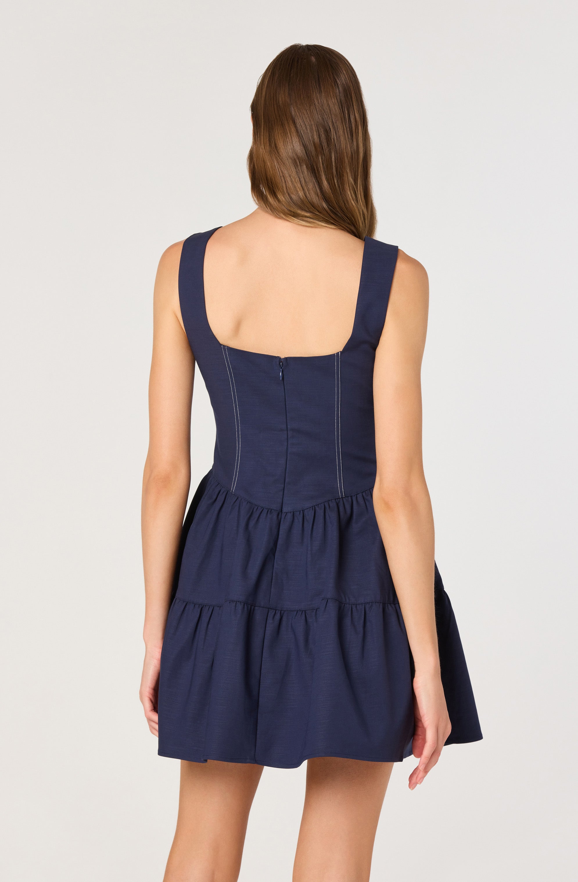 Tiered Stitch Detail Mini Dress