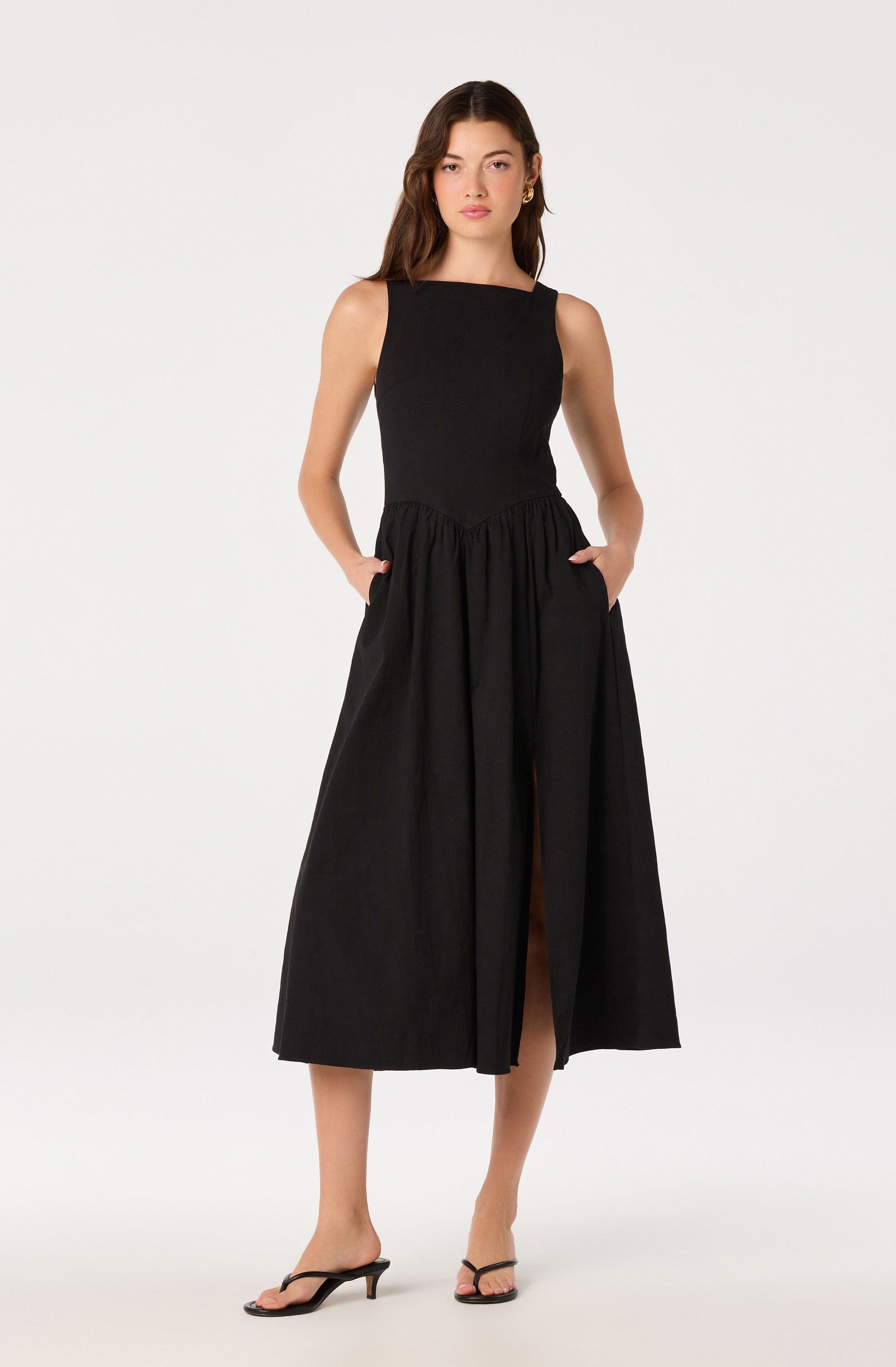 Bow Back Apron Midi Dress