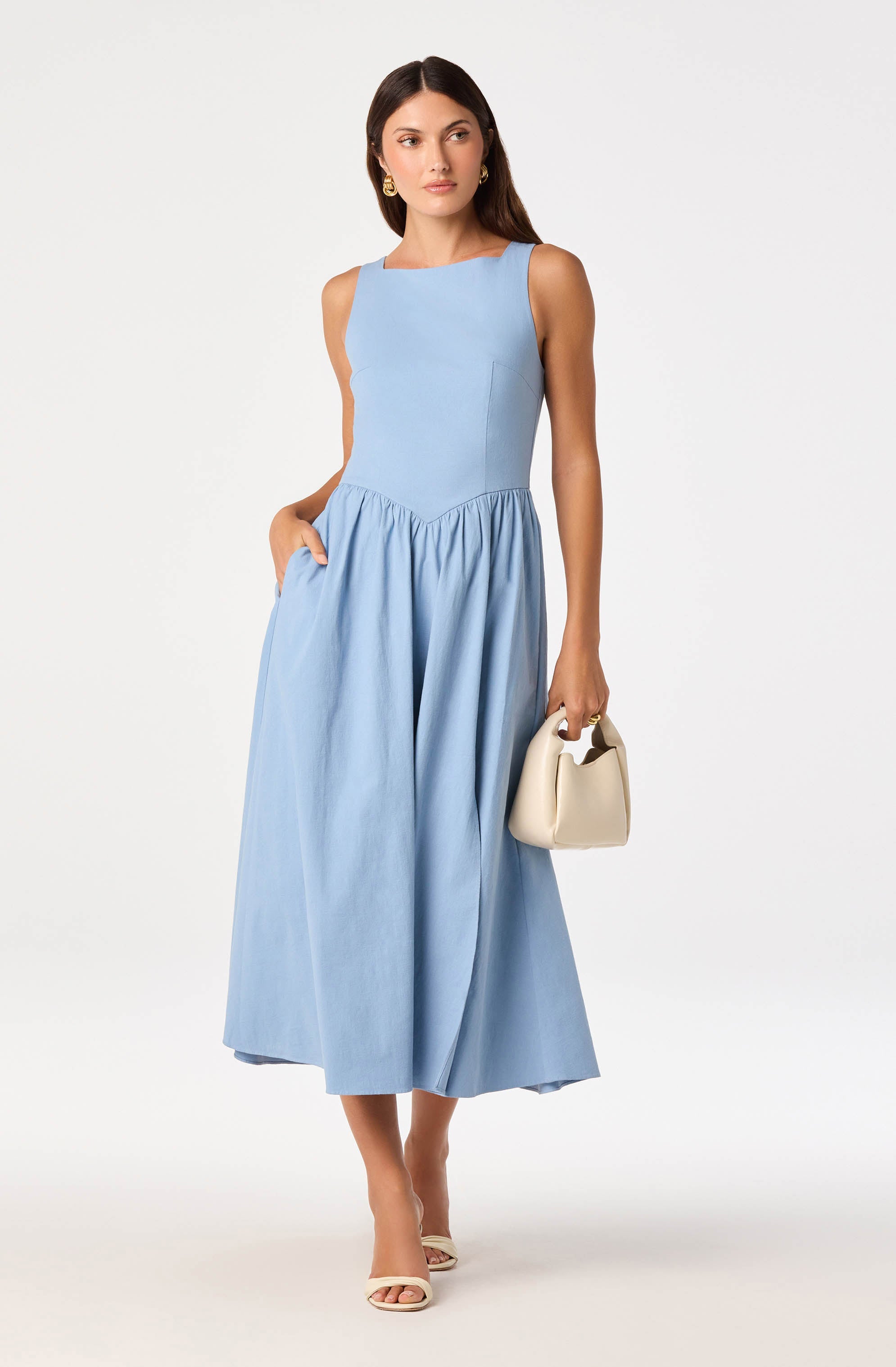 Bow Back Apron Midi Dress