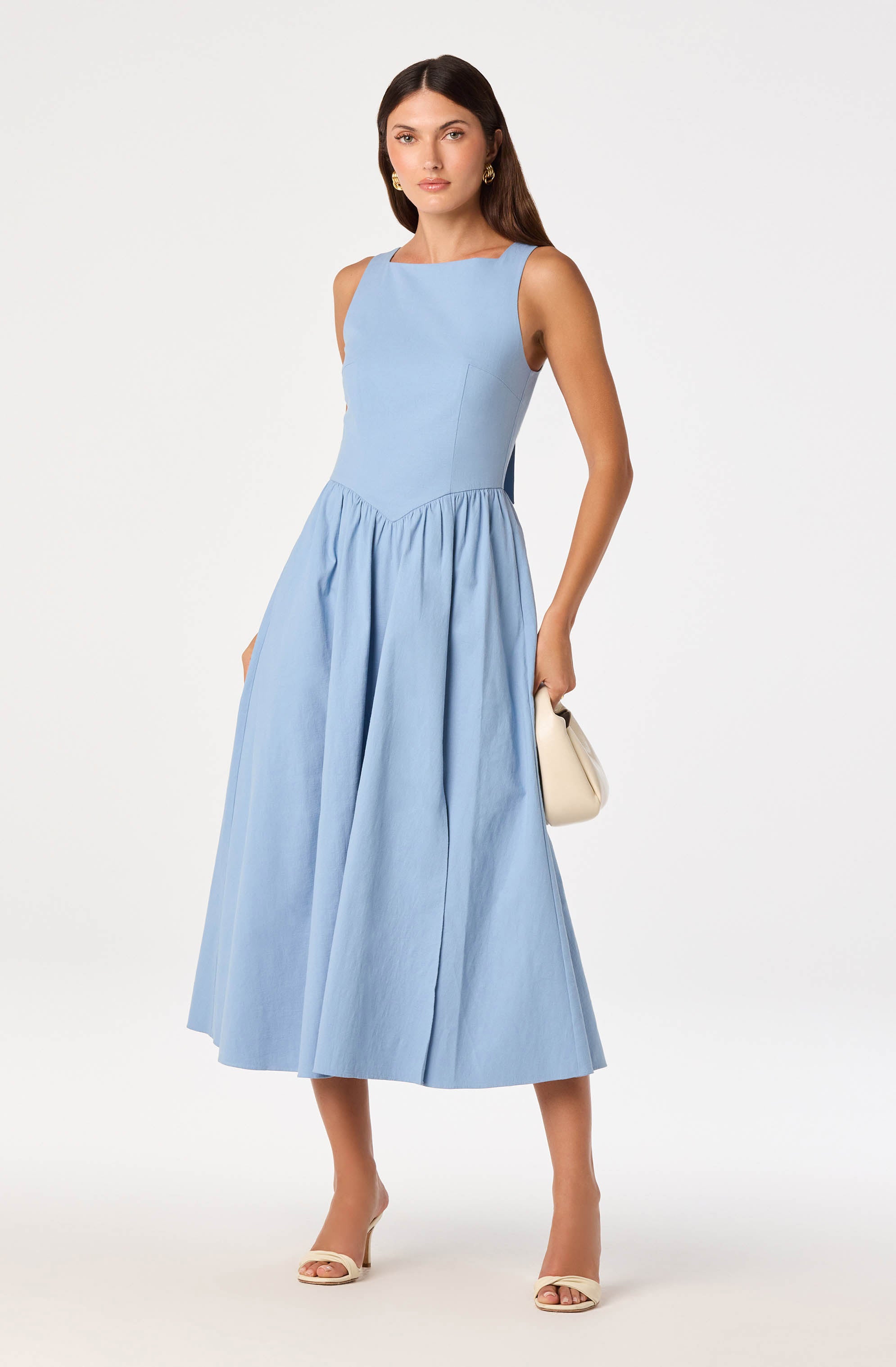 Bow Back Apron Midi Dress