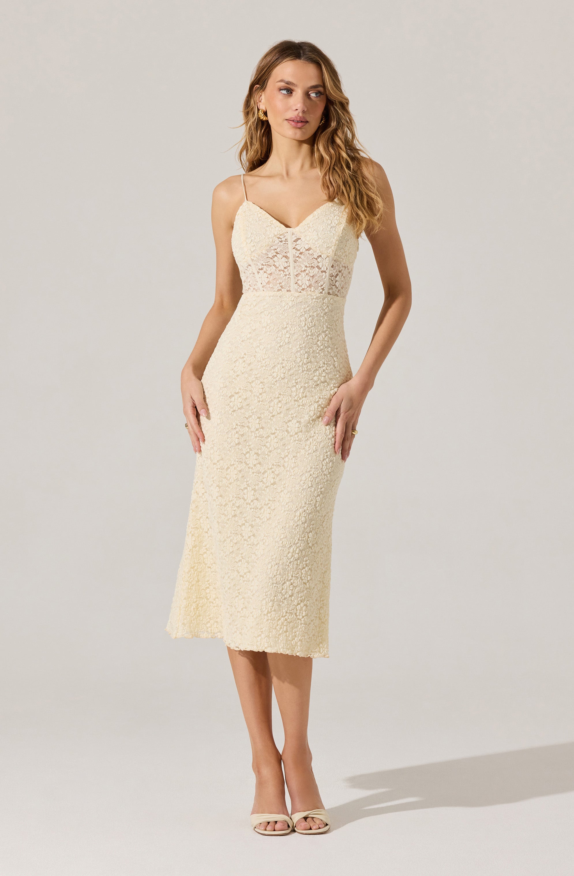 Floral Lace Knit Midi Dress