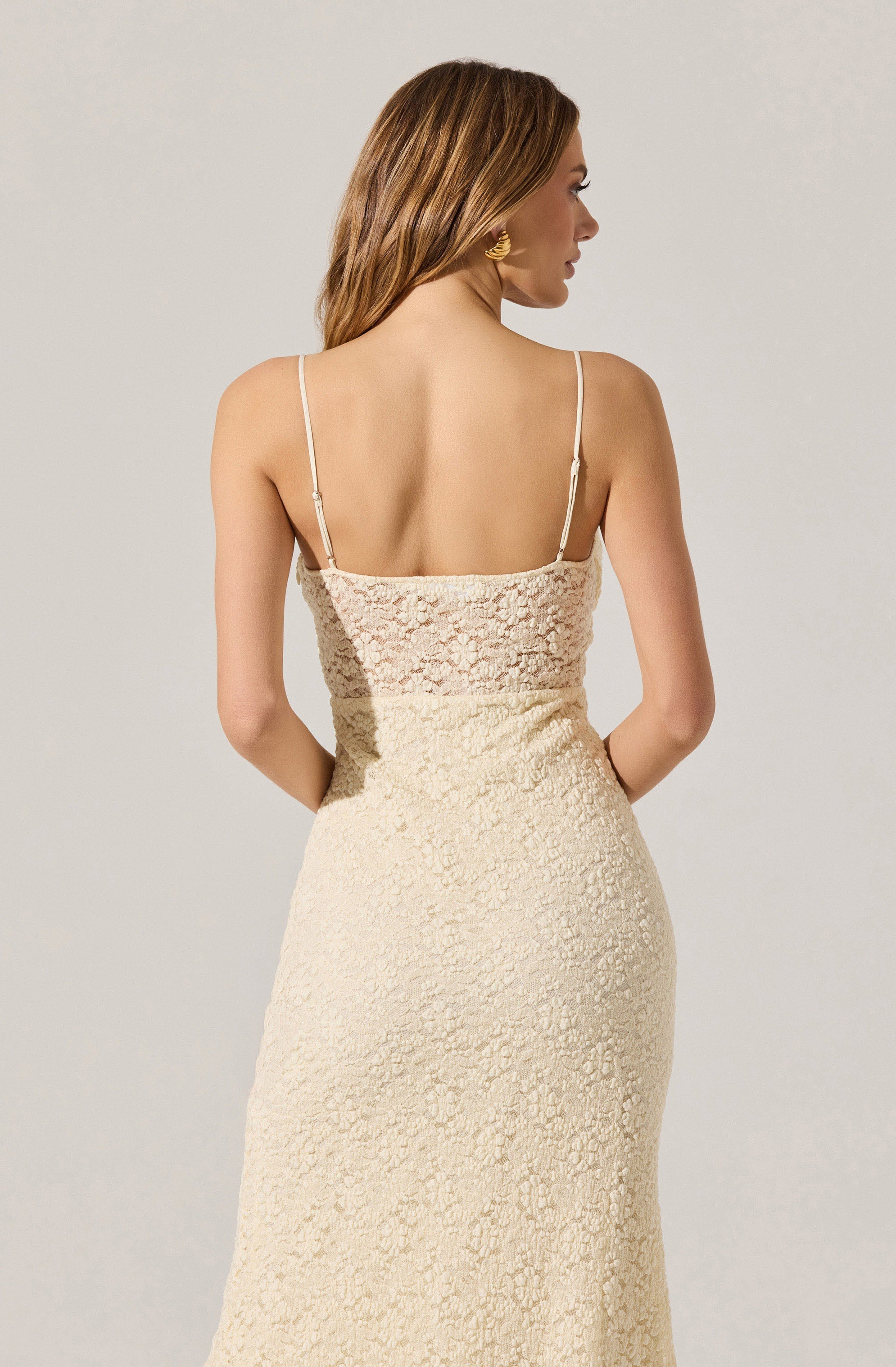 Floral Lace Knit Midi Dress