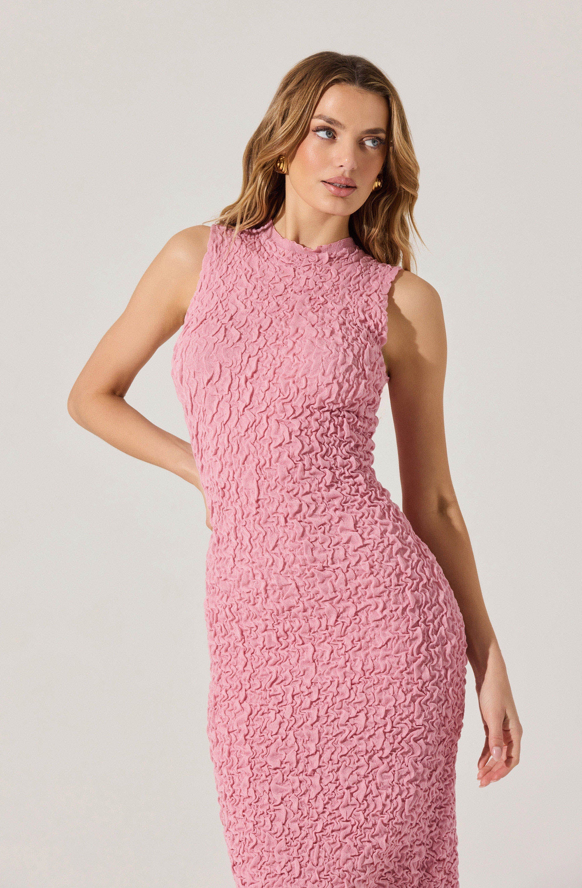 Textured Bodycon Midi Dress