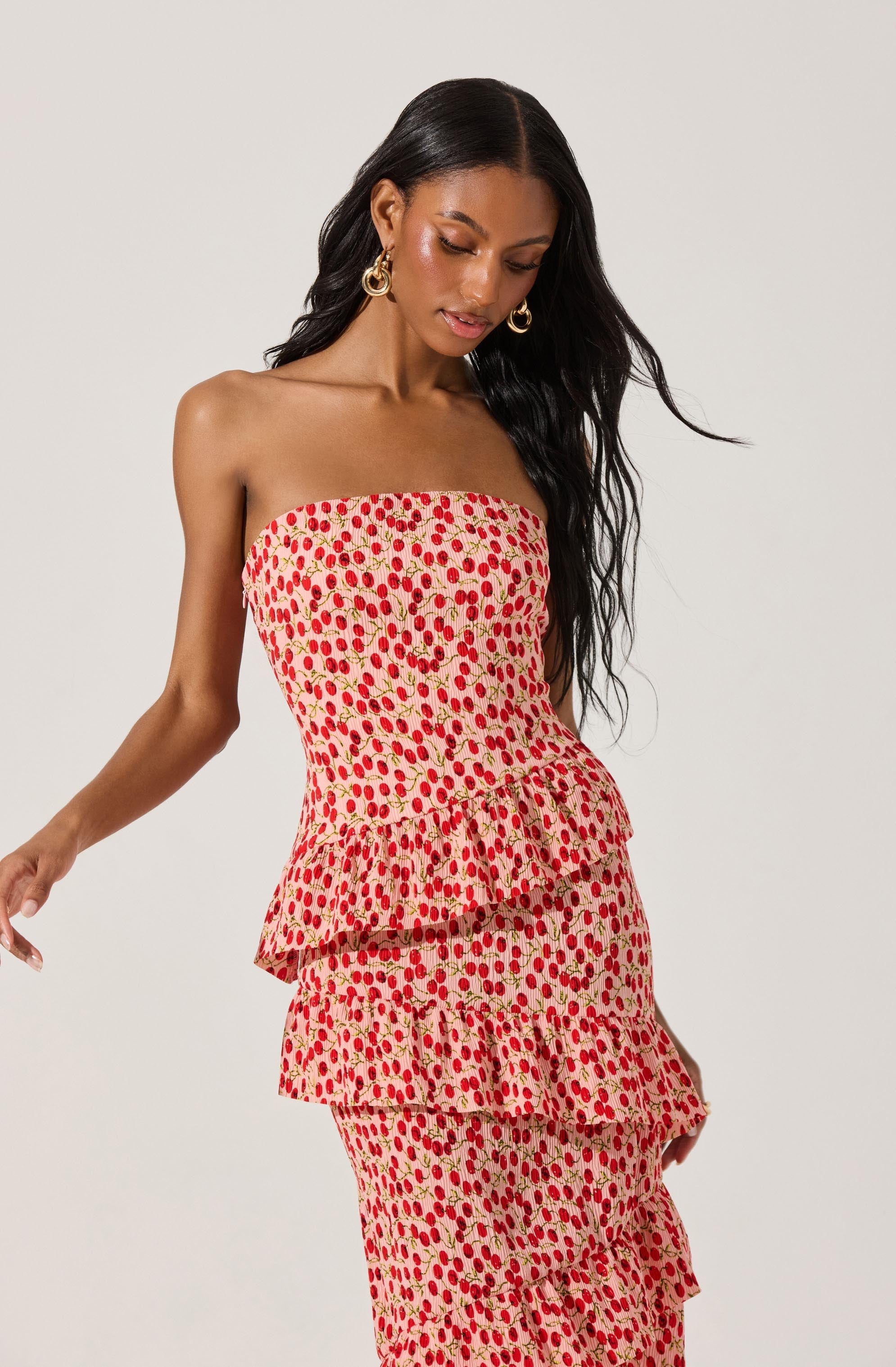 Asymmetrical Tiered Ruffle Midi Dress