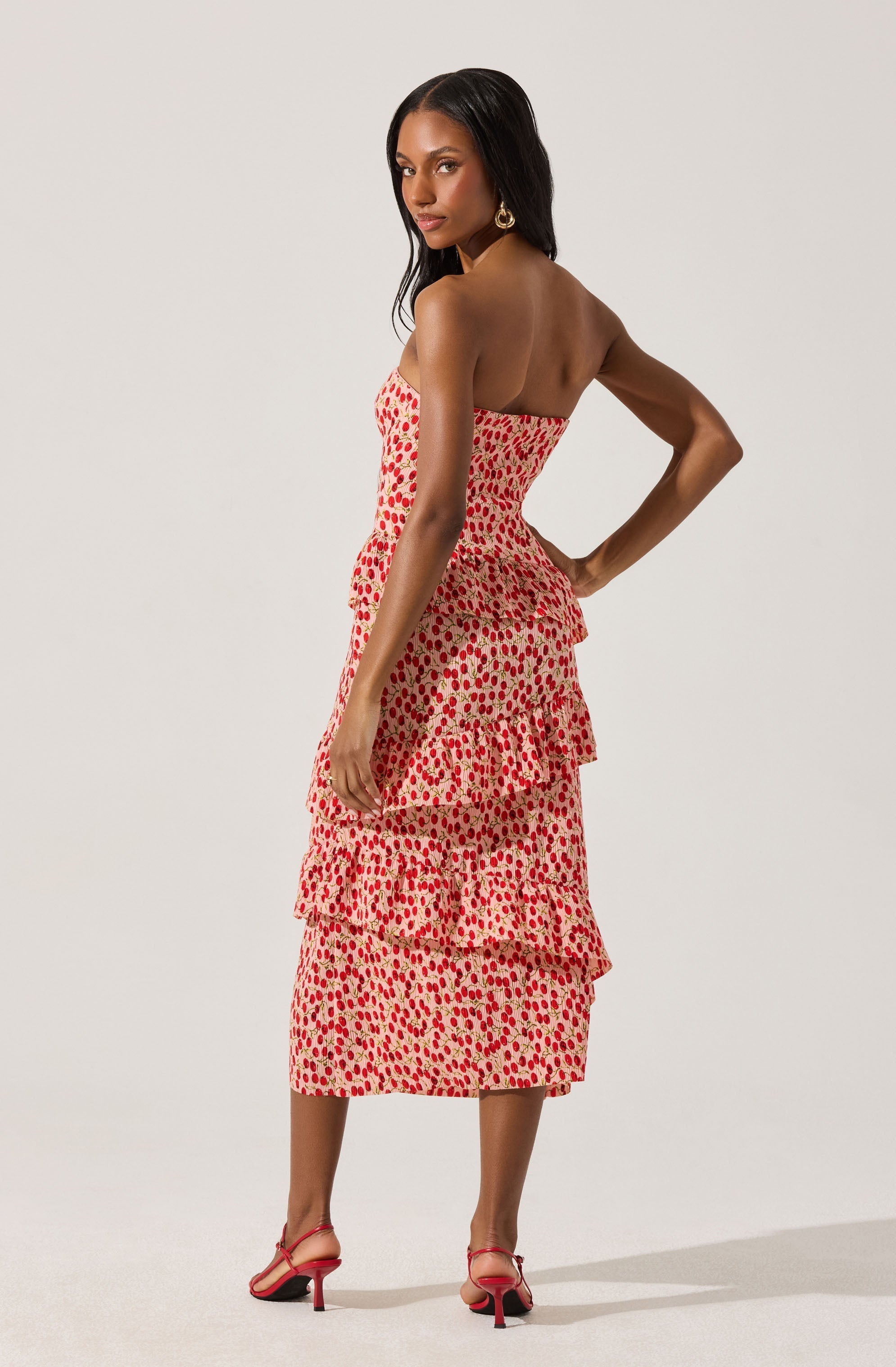 Asymmetrical Tiered Ruffle Midi Dress