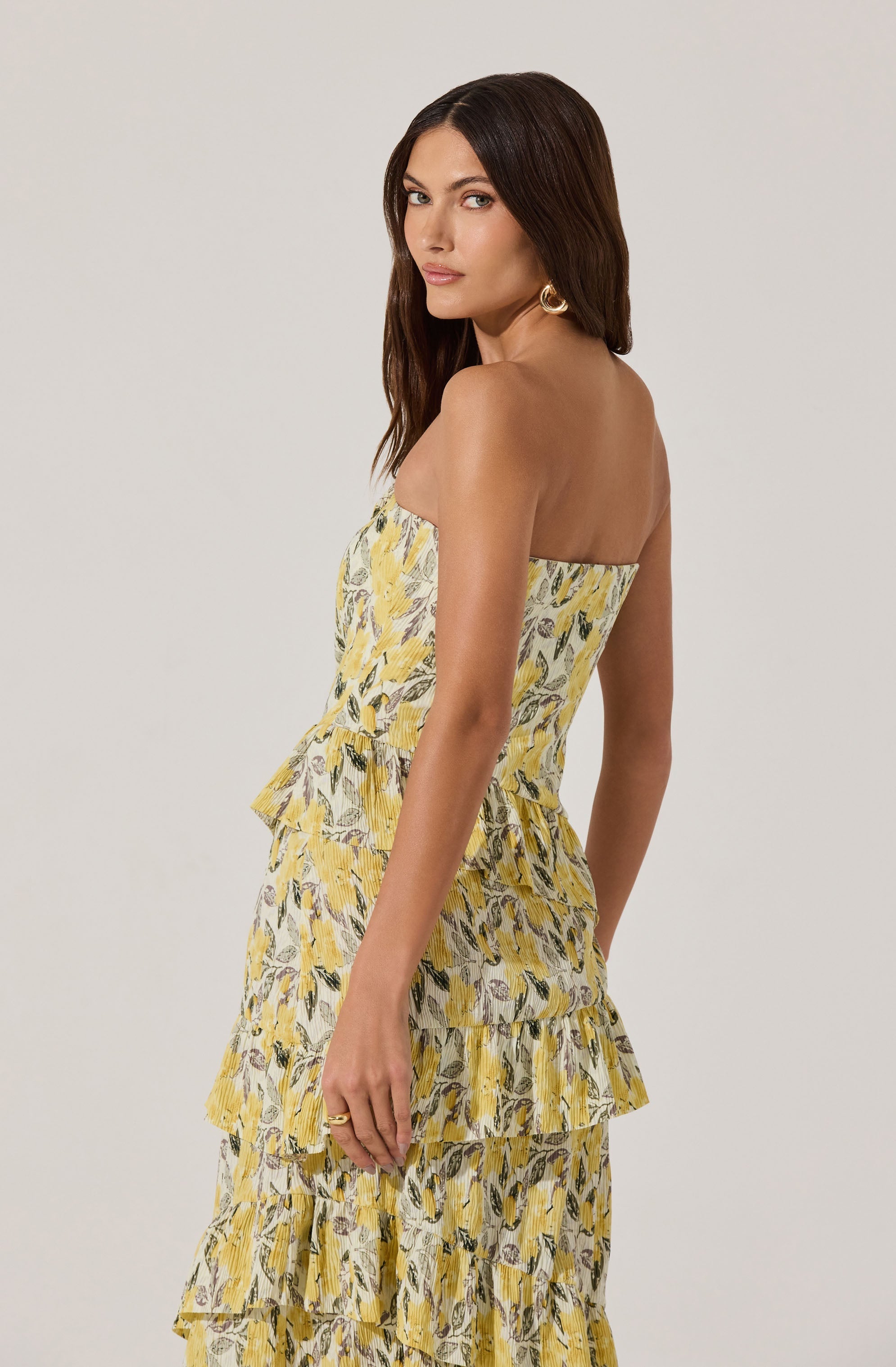 Asymmetrical Tiered Ruffle Midi Dress