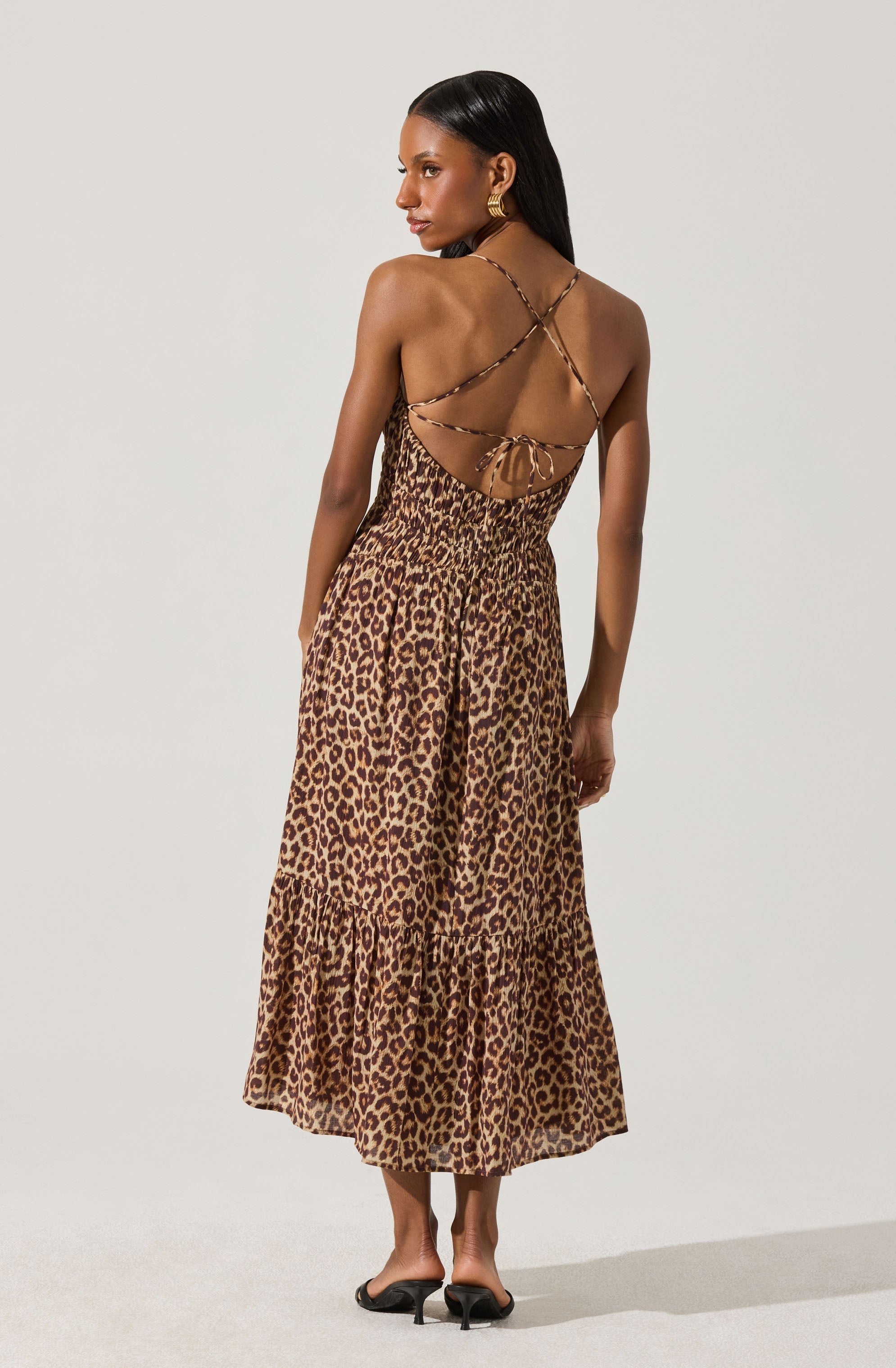Eleni Leopard Print Midi Dress