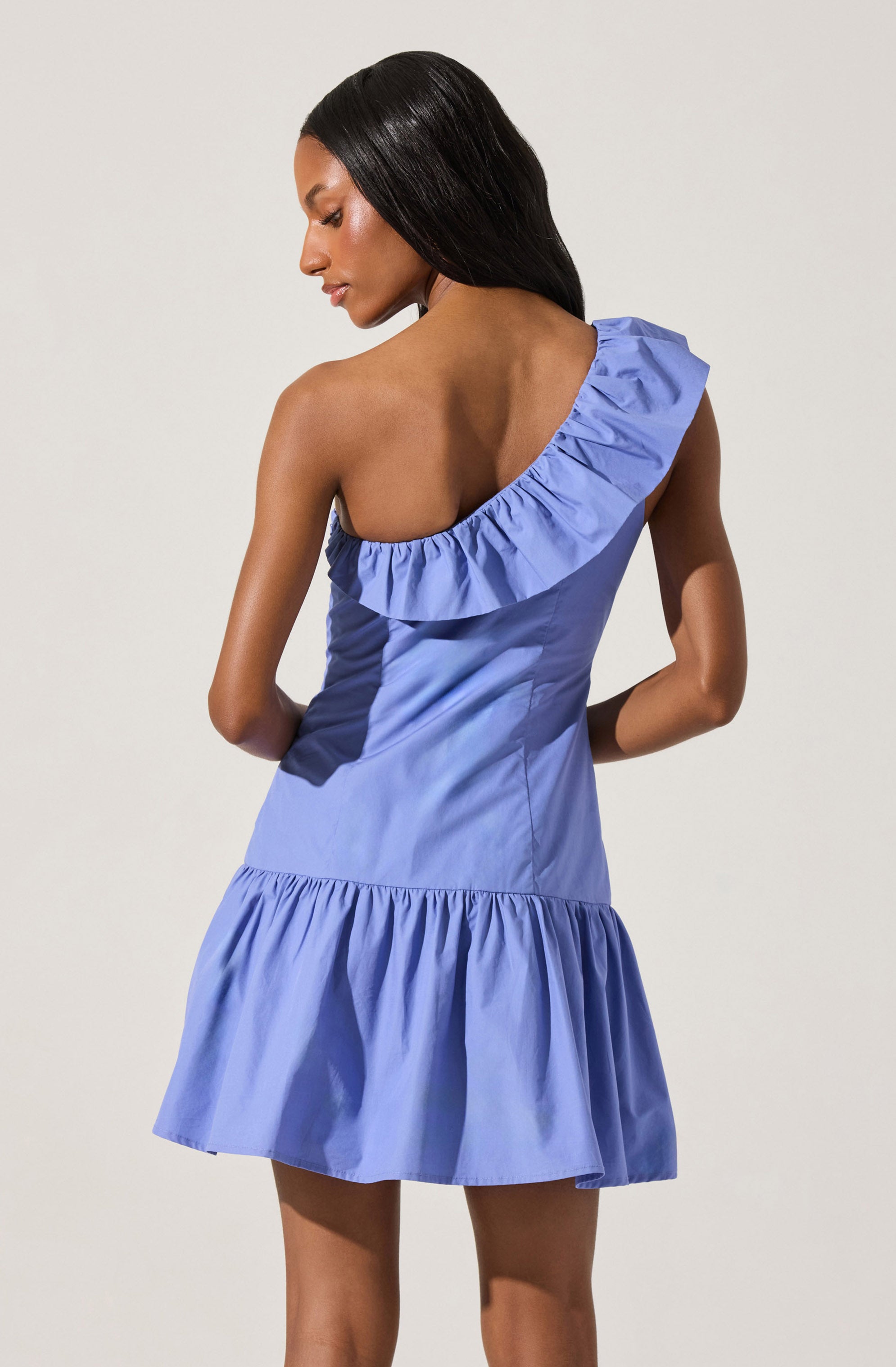One Shoulder Ruffle Mini Dress