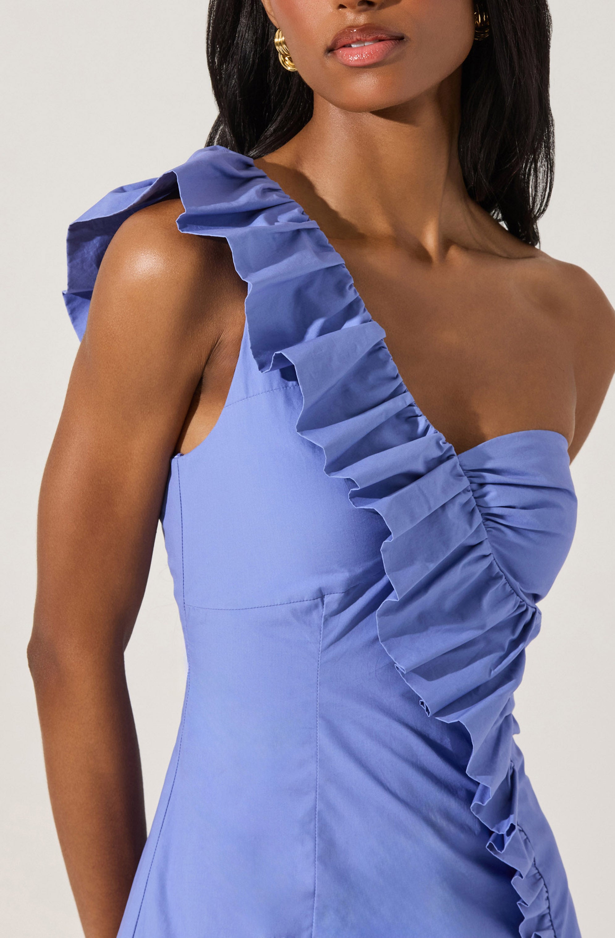 One Shoulder Ruffle Mini Dress