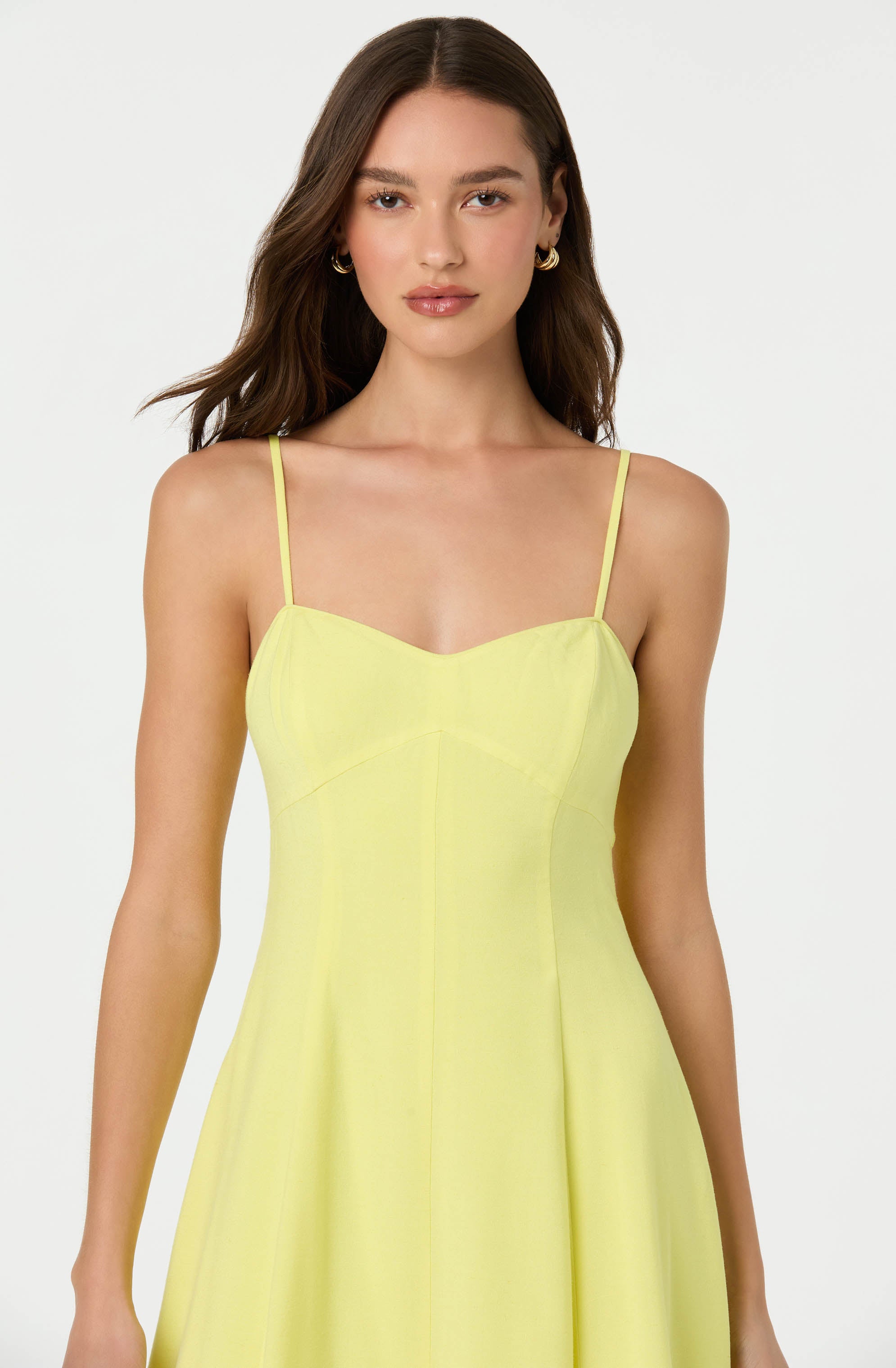 Linen-Blend A-Line Midi Dress