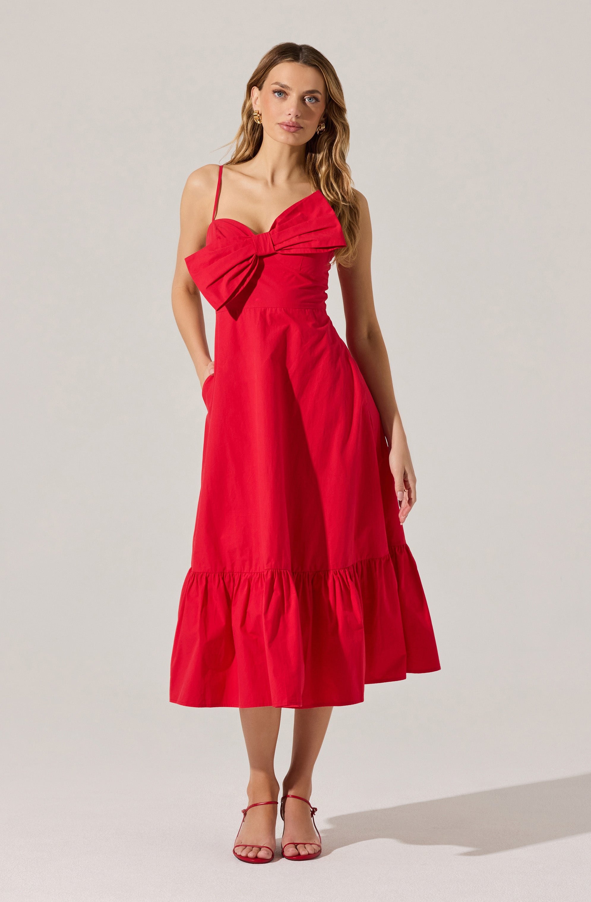 Asymmetrical Bow Midi Dress