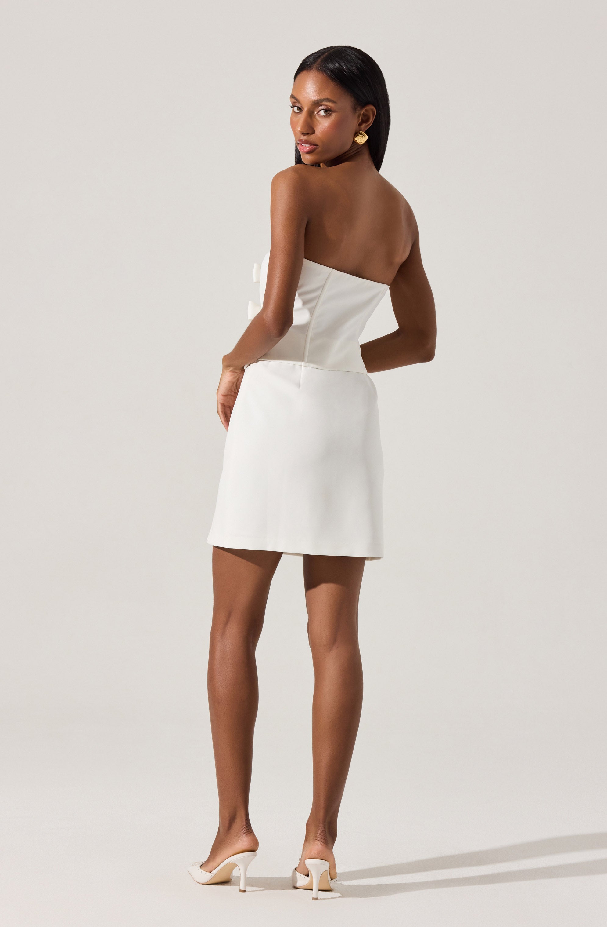Strapless Layered Bow Mini Dress