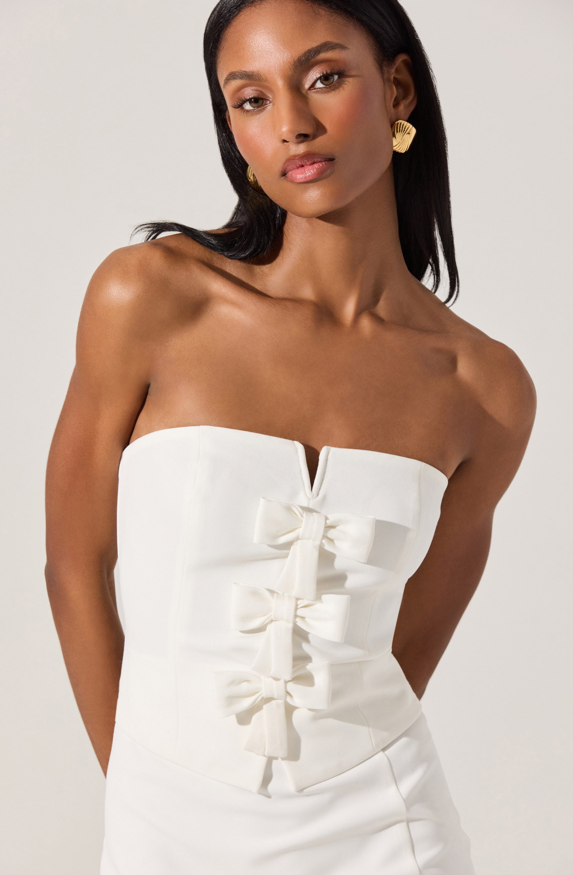 Strapless Layered Bow Mini Dress