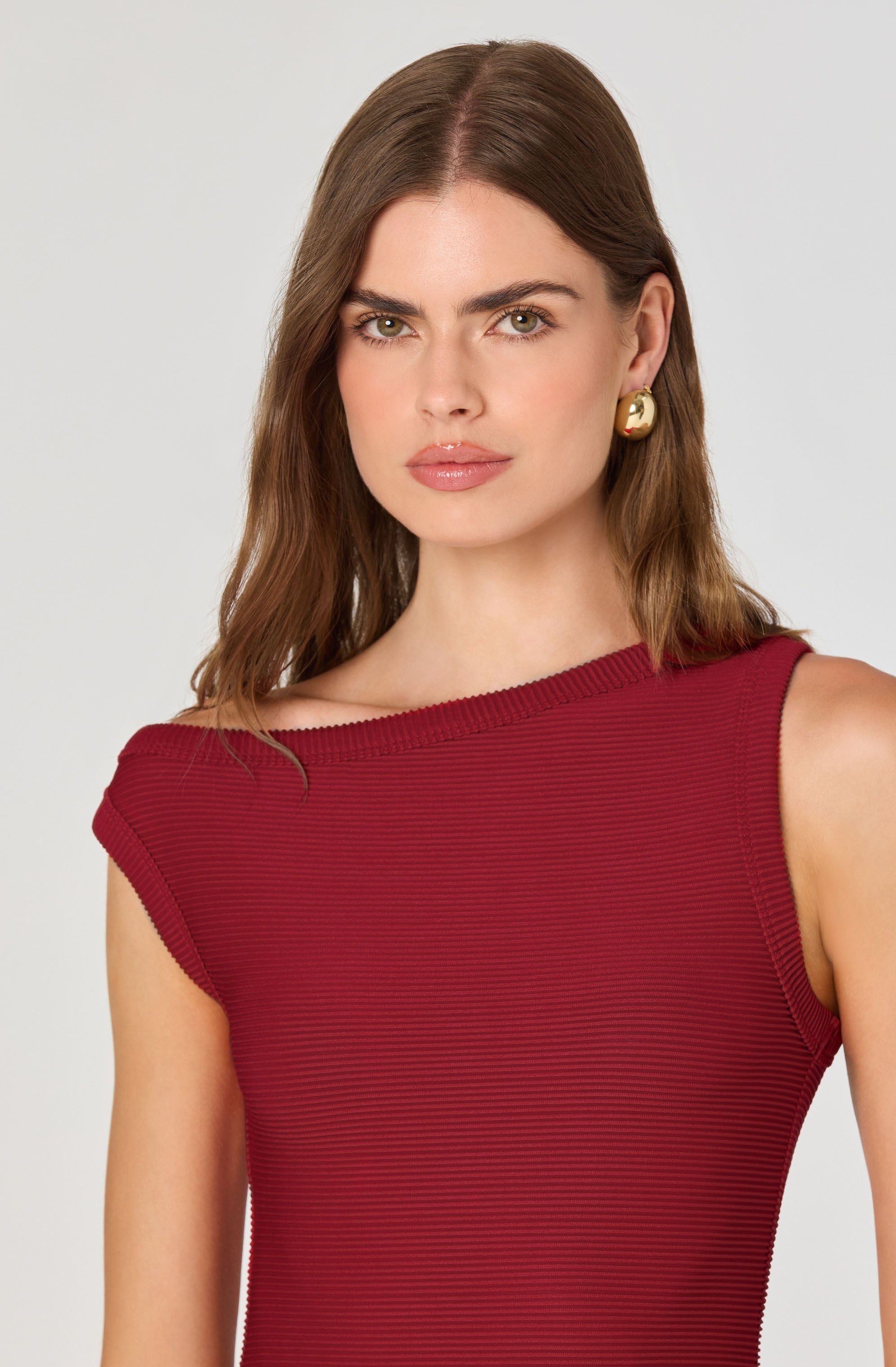 Off Shoulder Ribbed Knit Dress