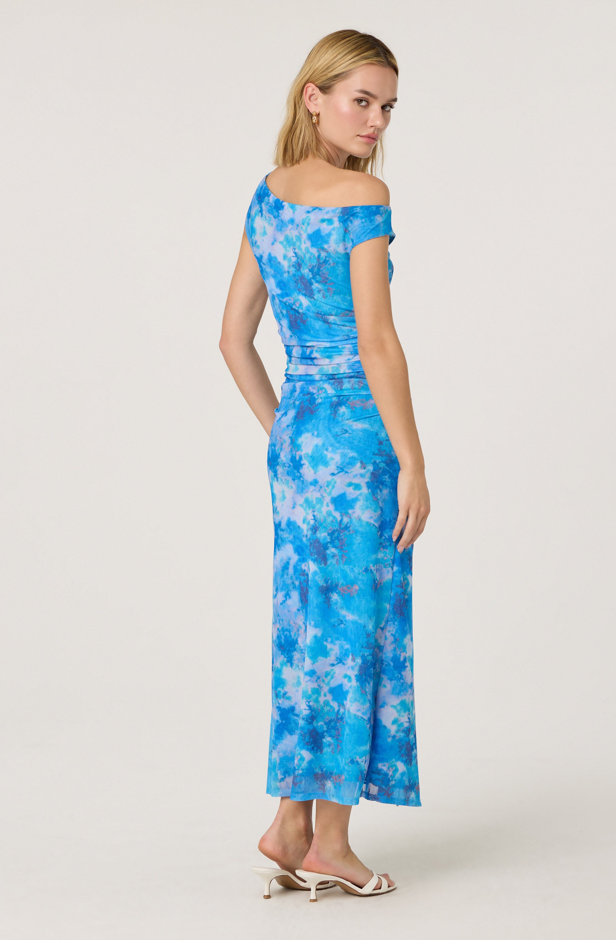 Off Shoulder Ruffle Midi Dress