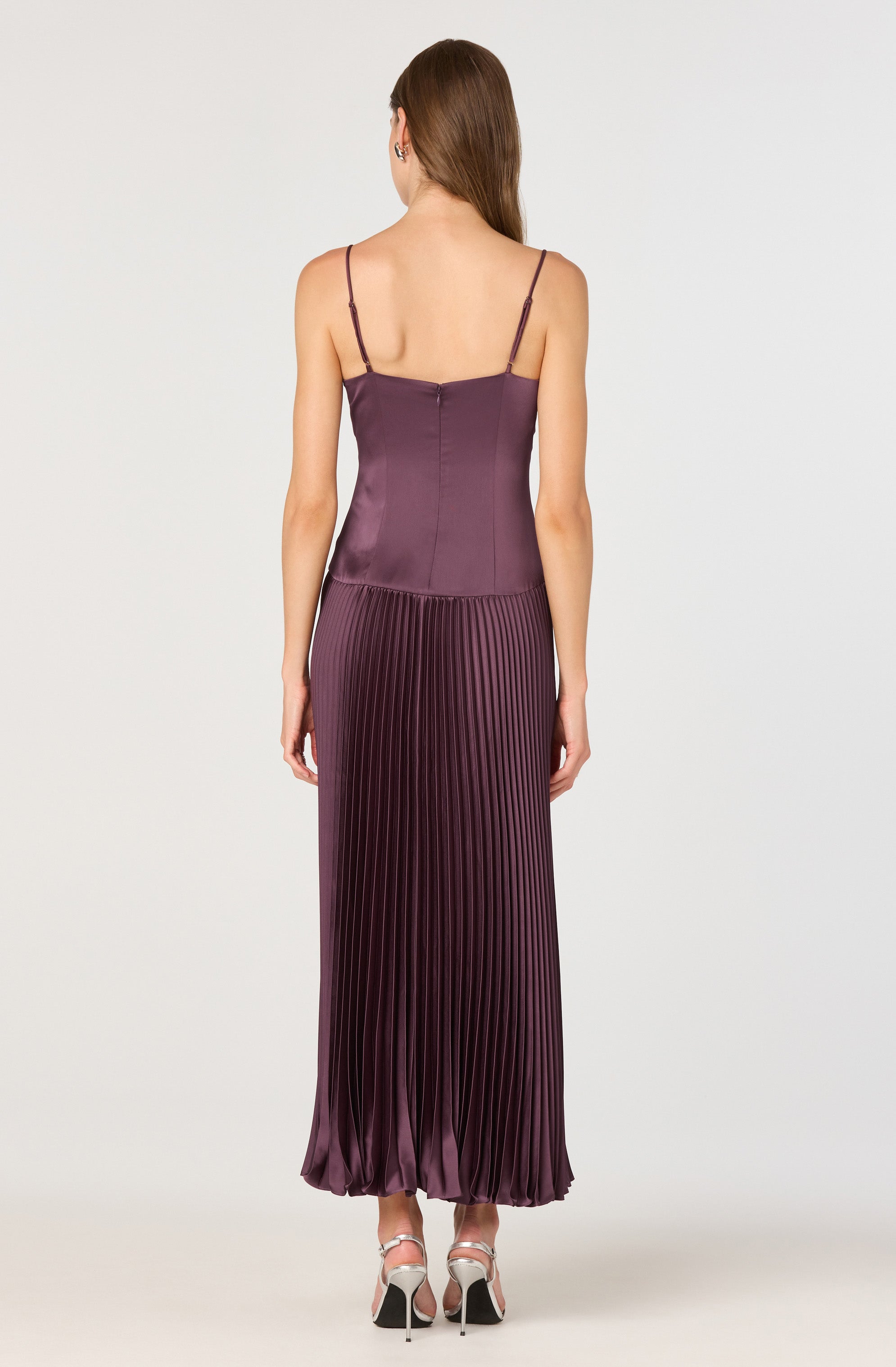Pleated Drop Waist Maxi Dress