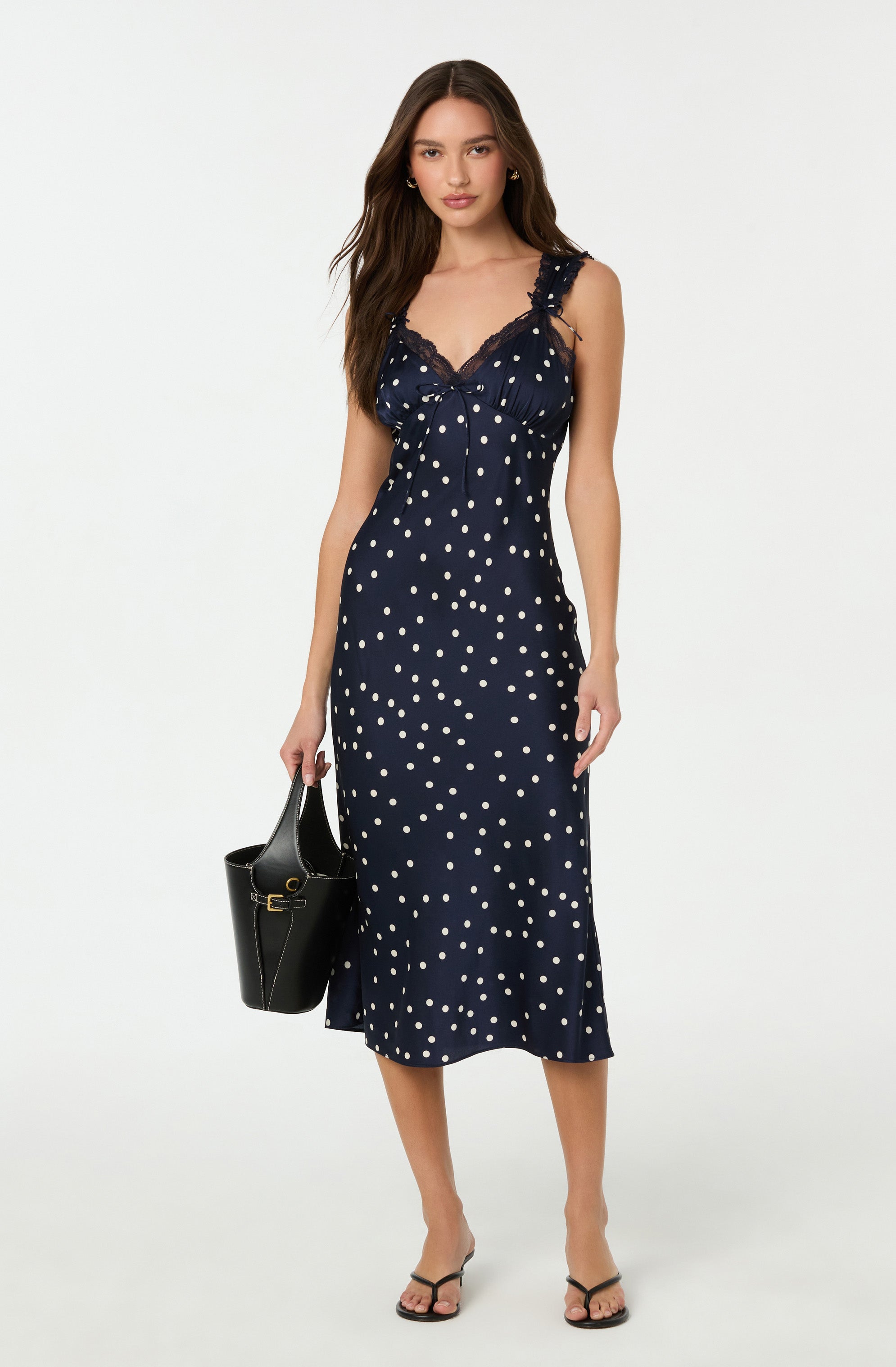 Lace Trim Midi Slip Dress