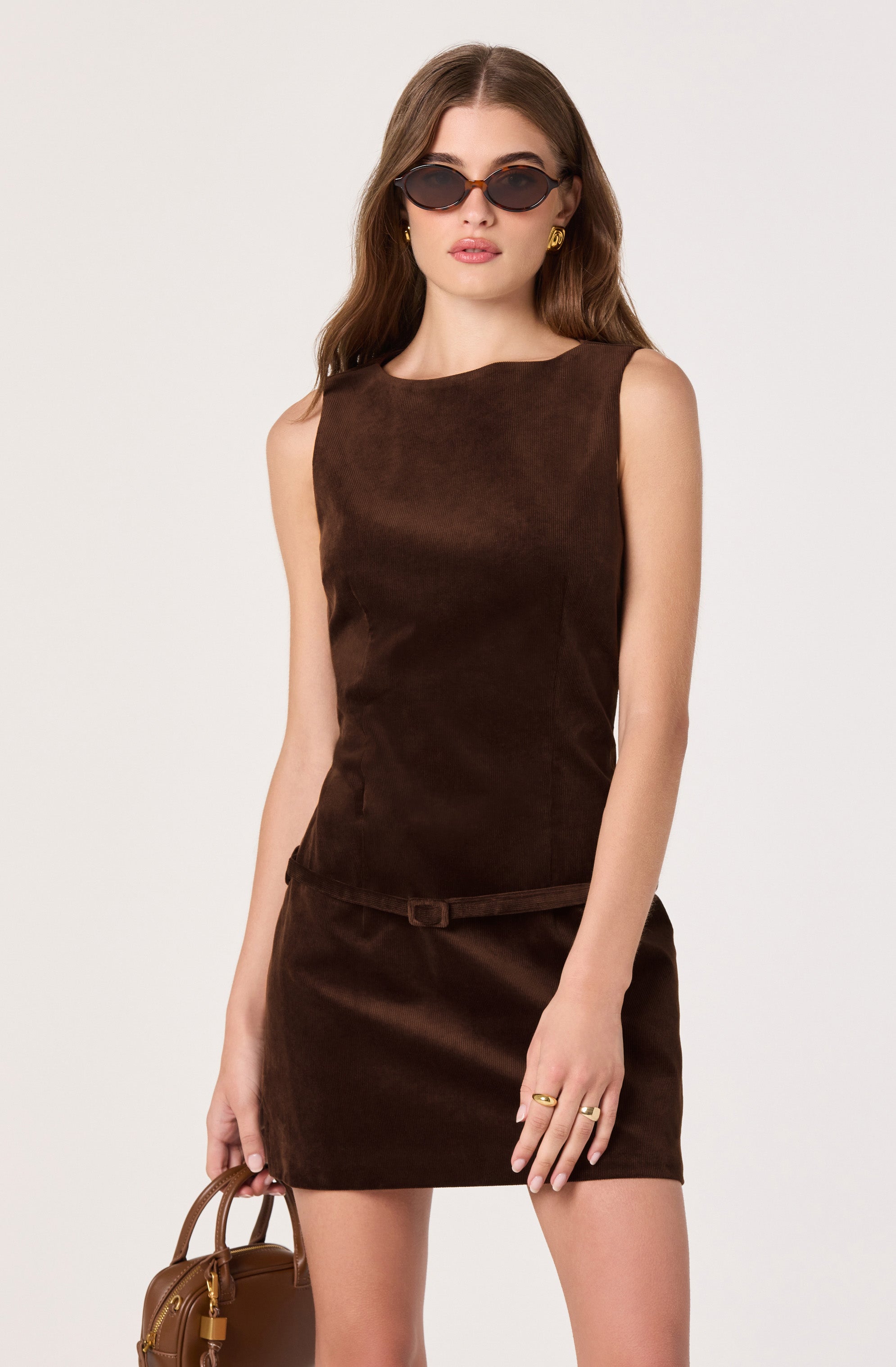 Corduroy Belted Mini Dress