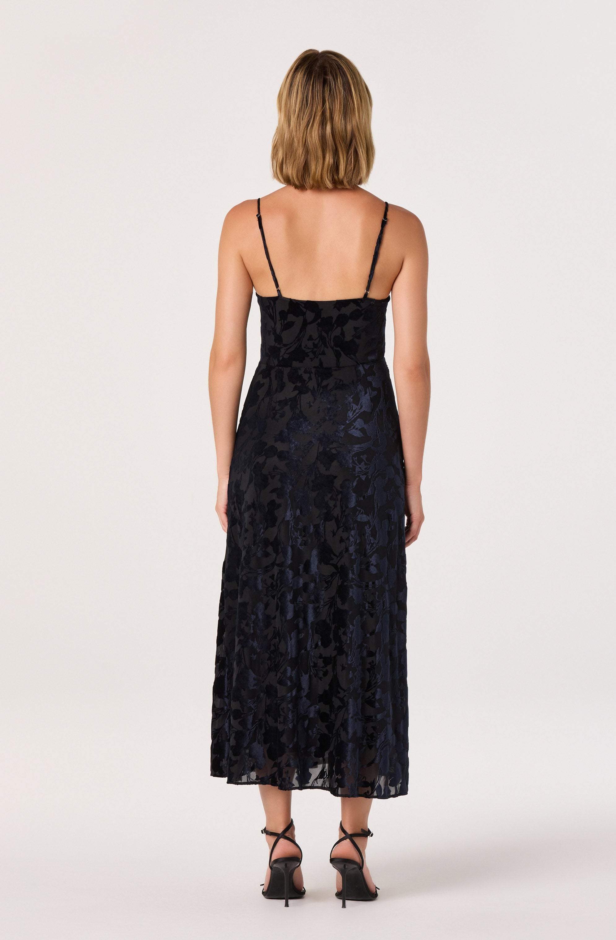 Velvet Floral Burnout Bustier Dress